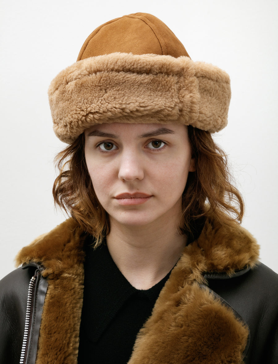 Suede Back Curly Cap Tan - Image 2