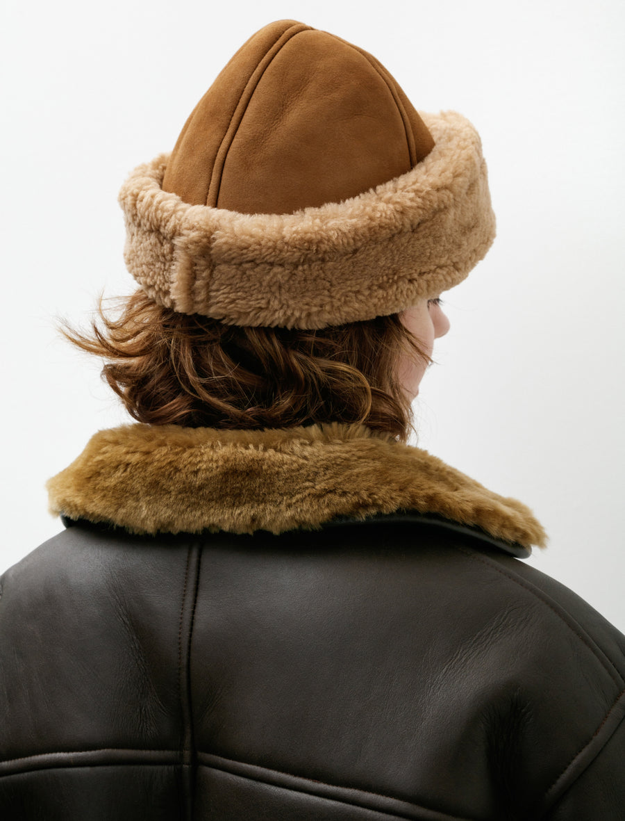 Suede Back Curly Cap Tan - Image 3