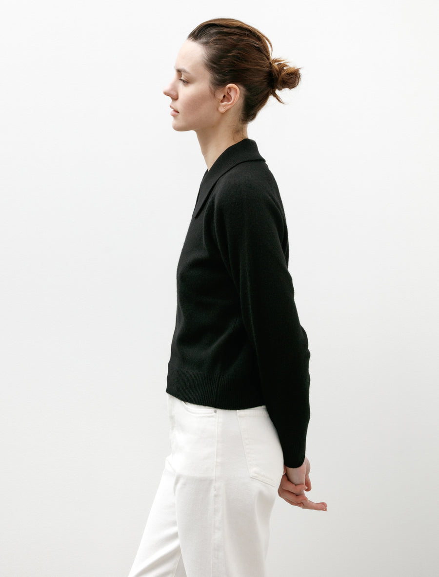 Large Collared Jumper Soft Spun Wool Black - Image 3