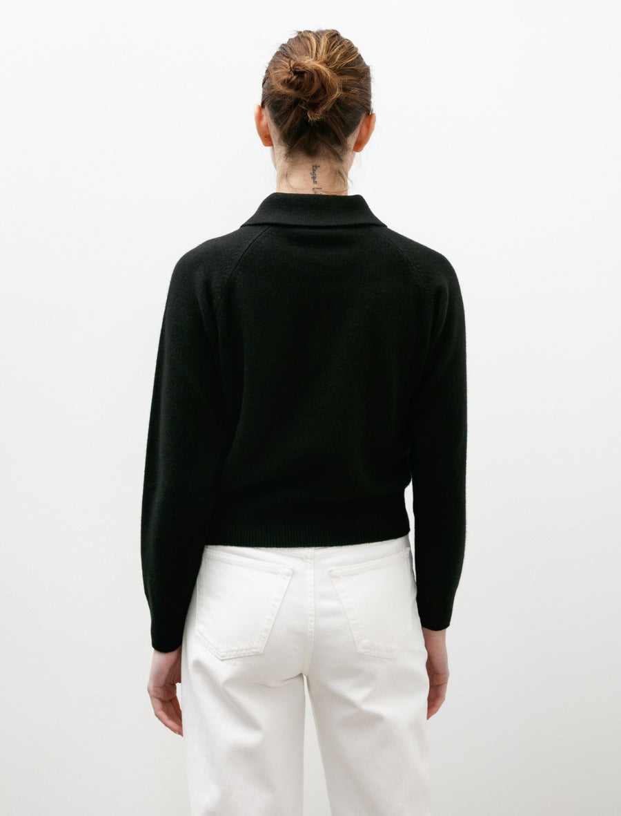 Large Collared Jumper Soft Spun Wool Black - Image 4