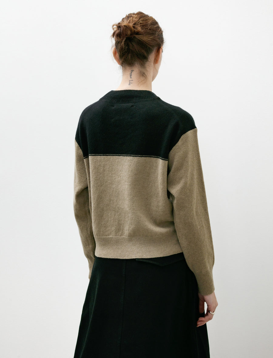 MHL Colour Block Jumper Lambswool Black/Linen - Image 4