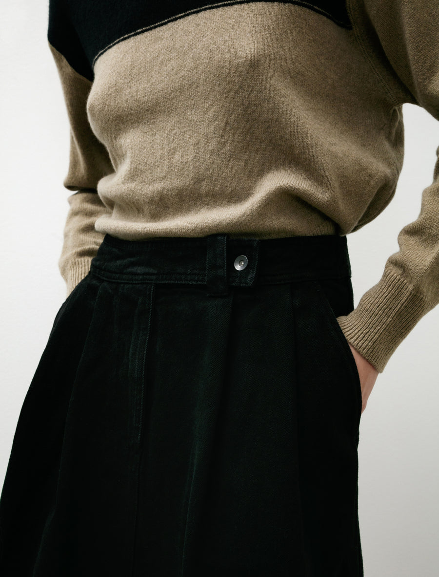 MHL Double Pleat Skirt Cotton Denim Black - Image 7