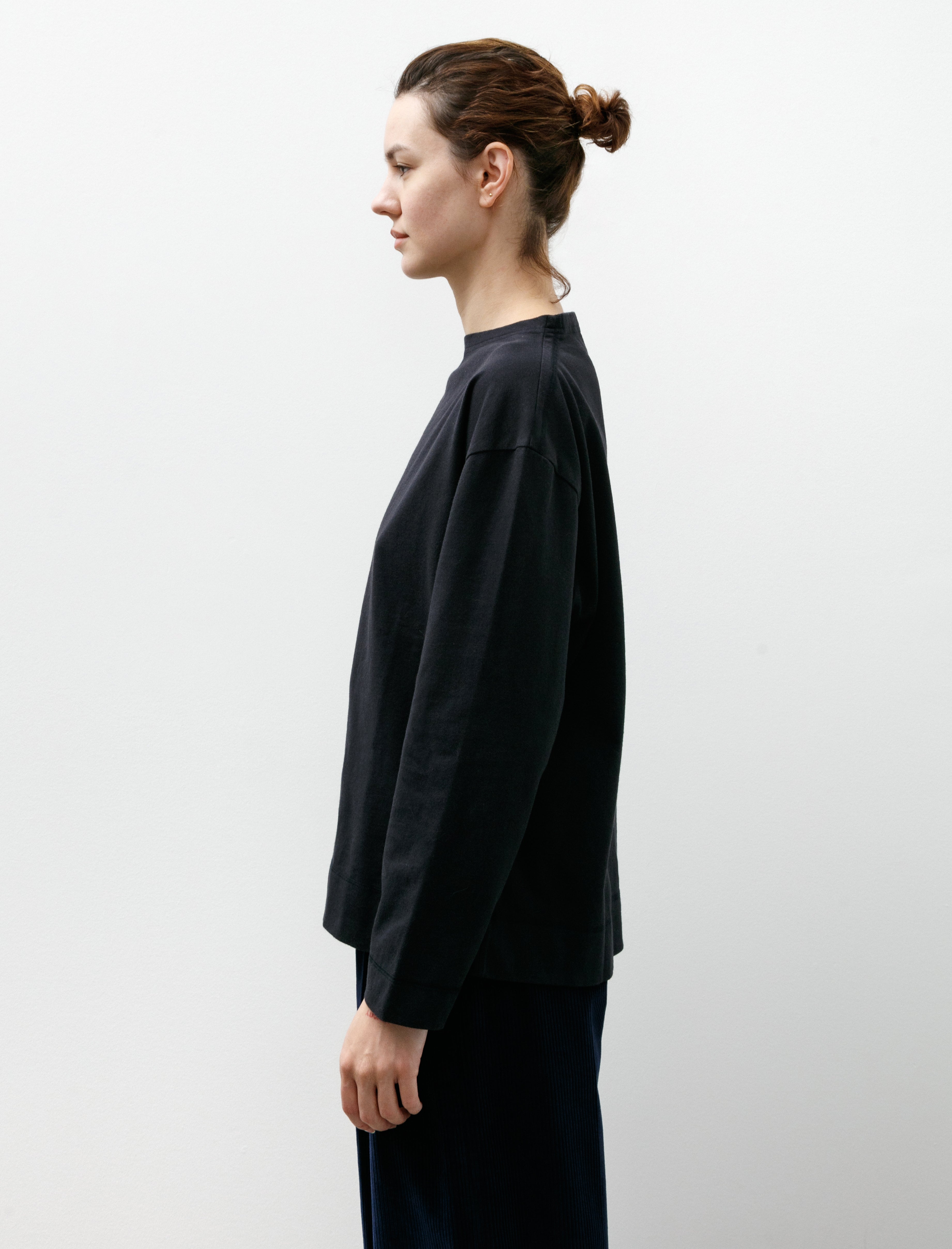 Margaret Howell MHL Smock Neck T-Shirt Dense Cotton Jersey Ink