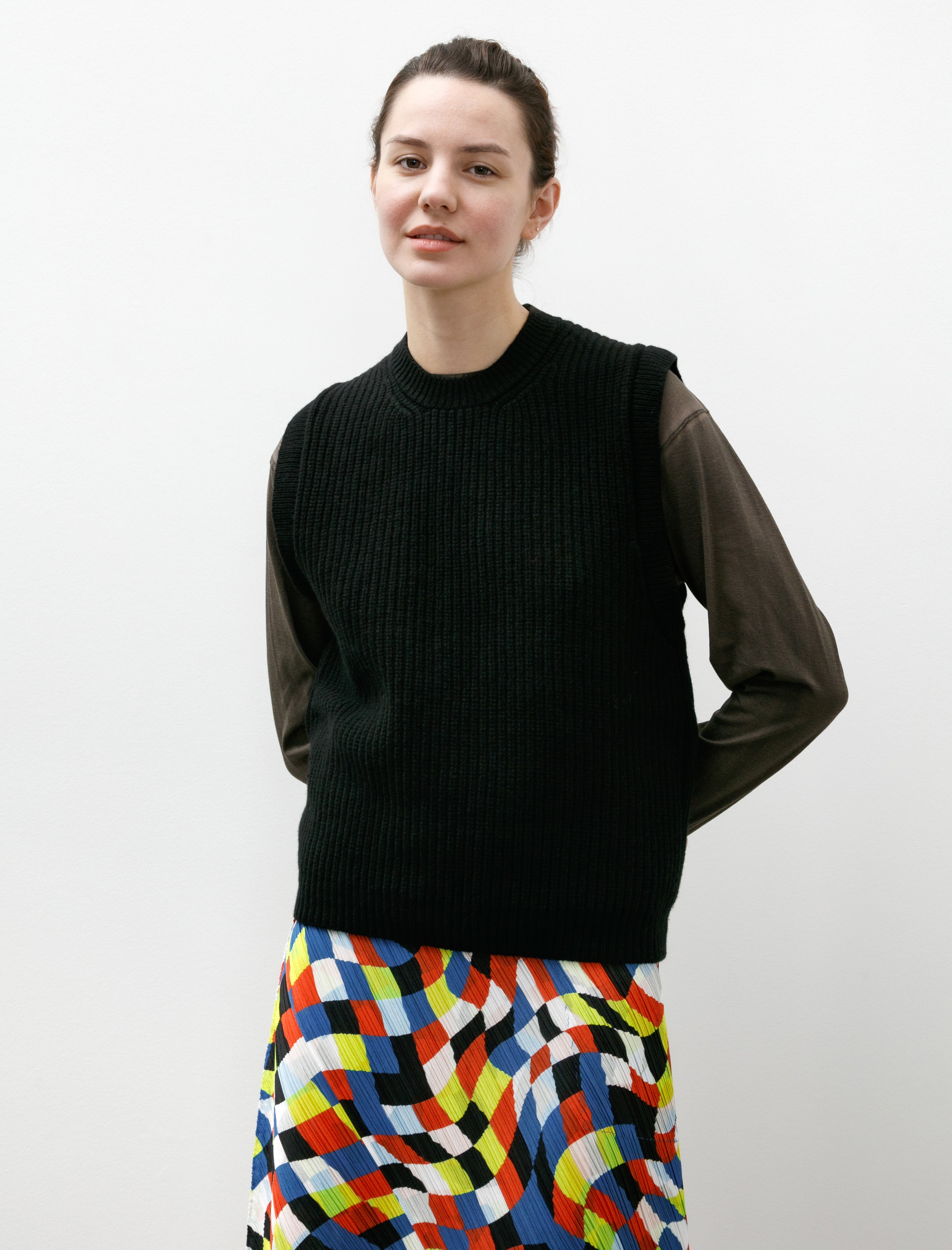 Margaret Howell English Rib Slipover Soft Spun Wool Black