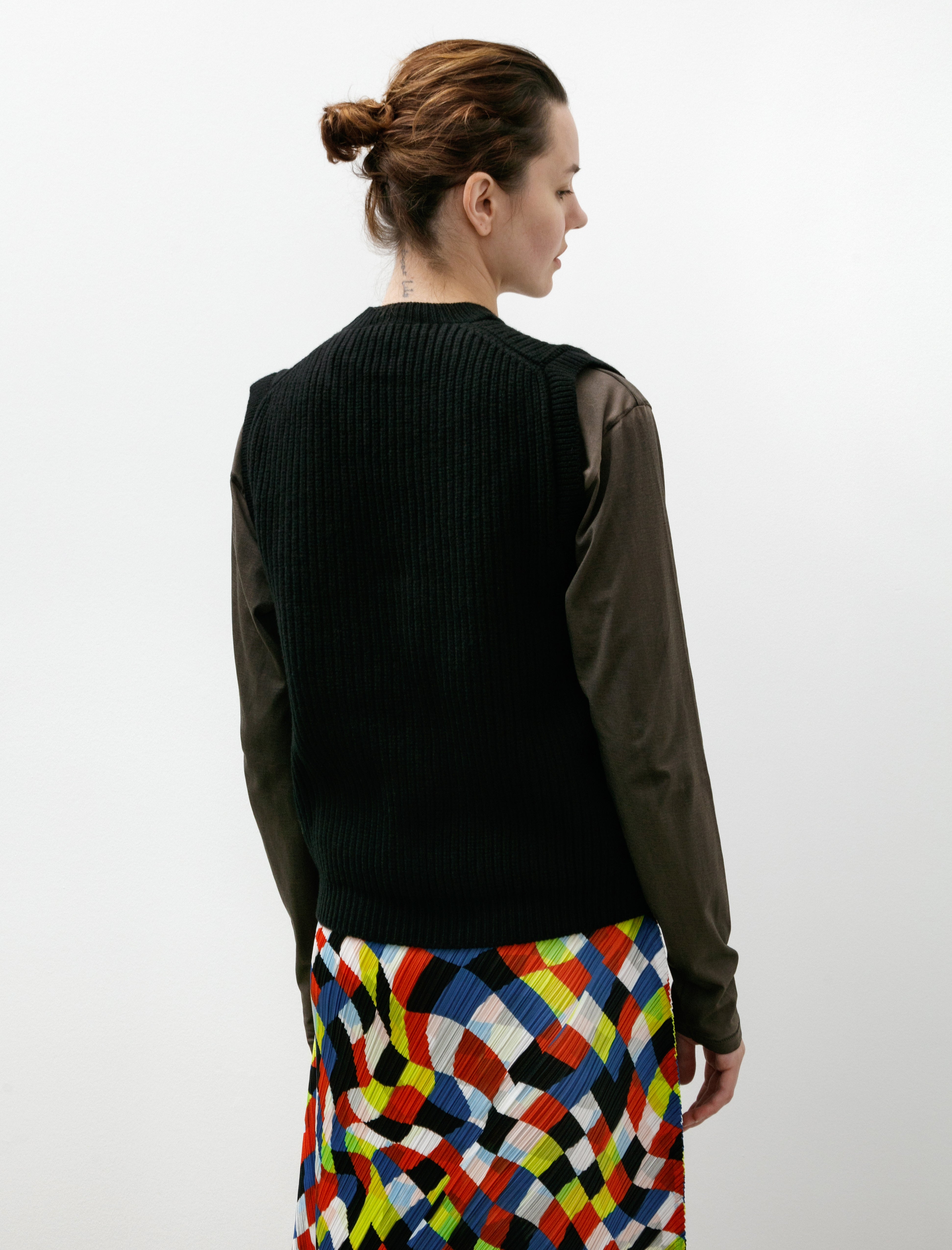 Margaret Howell English Rib Slipover Soft Spun Wool Black