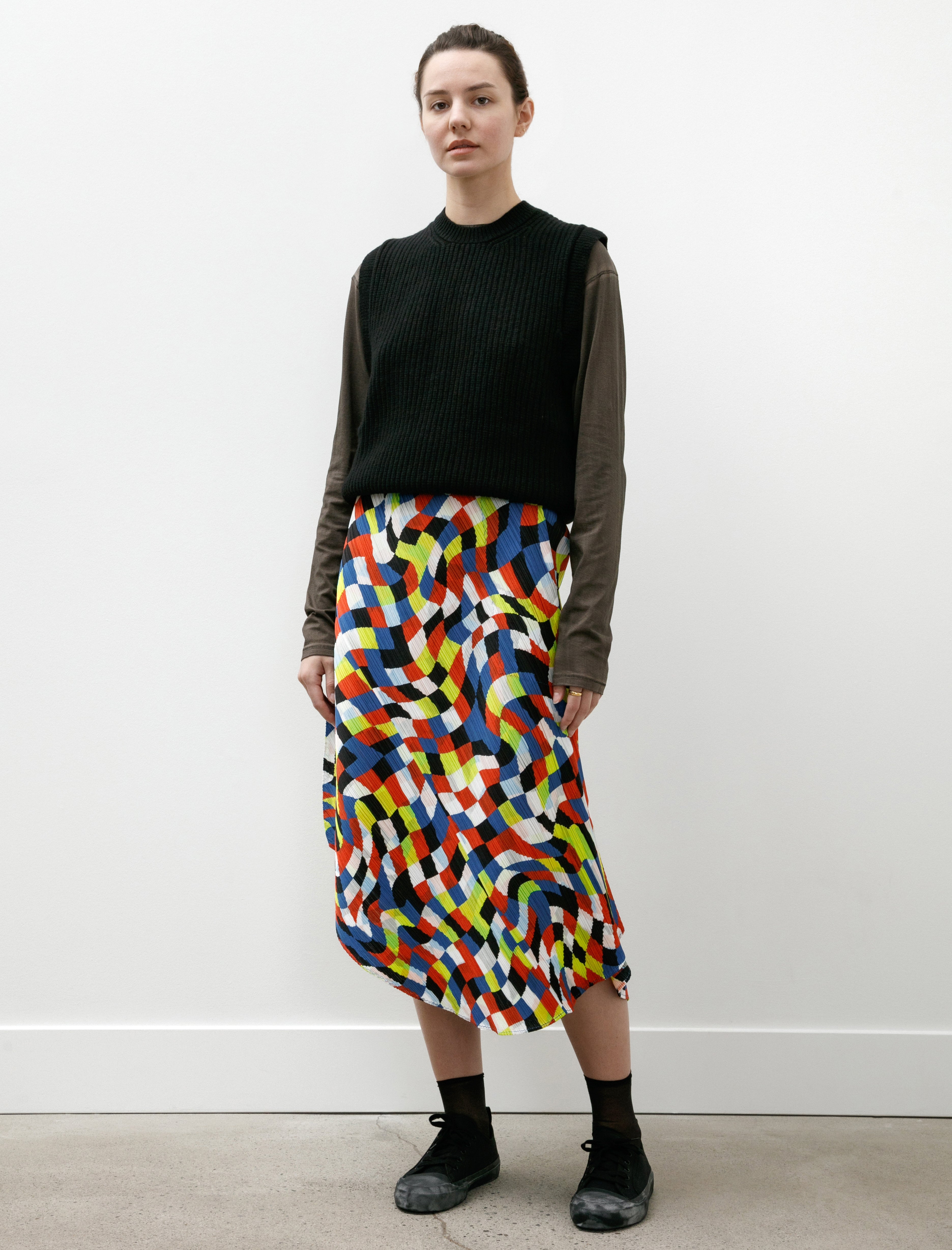 Pleats Please by Issey Miyake Dancing Squares Skirt Multi