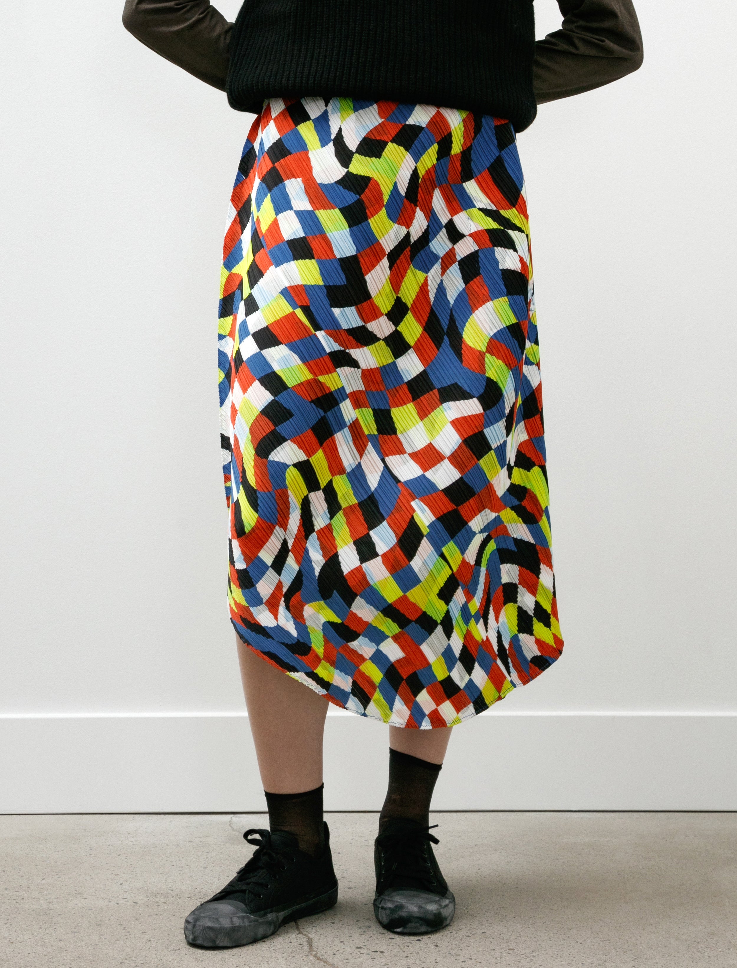 Pleats Please by Issey Miyake Dancing Squares Skirt Multi