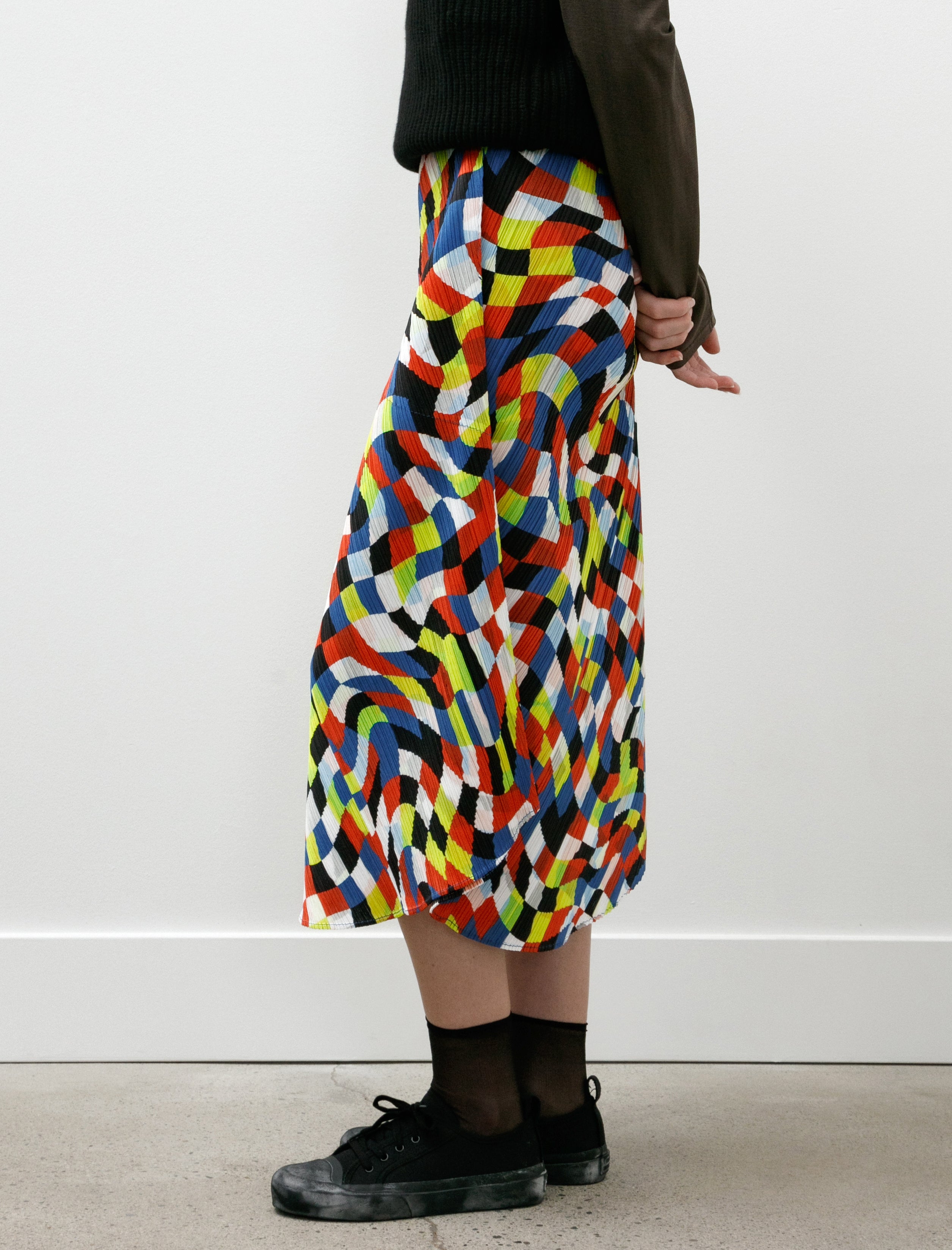 Pleats Please by Issey Miyake Dancing Squares Skirt Multi