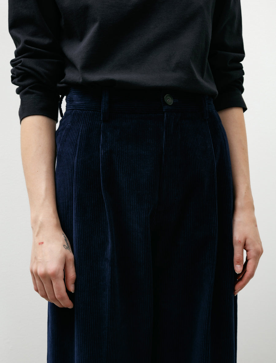 Double Pleated Wide Pants Corduroy Indigo - Image 7