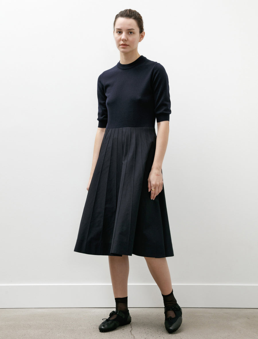 Knitted Top Dress Light Cotton Silk French Navy - Image 1