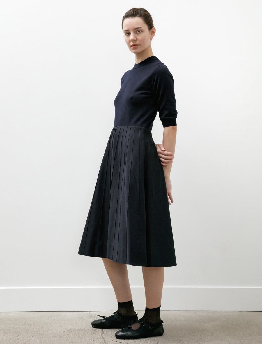 Knitted Top Dress Light Cotton Silk French Navy - Image 2