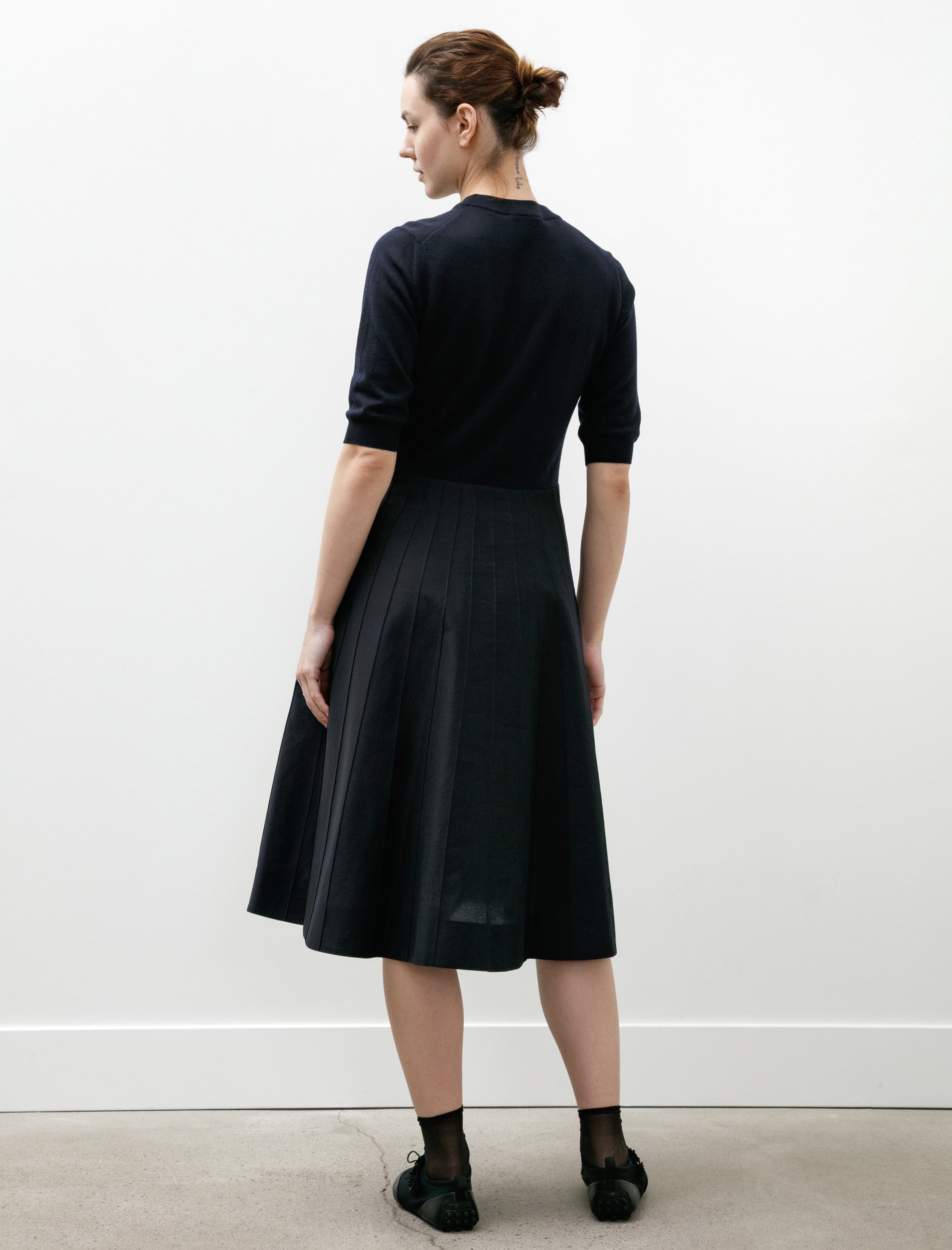 Margaret Howell Knitted Top Dress Light Cotton Silk French Navy