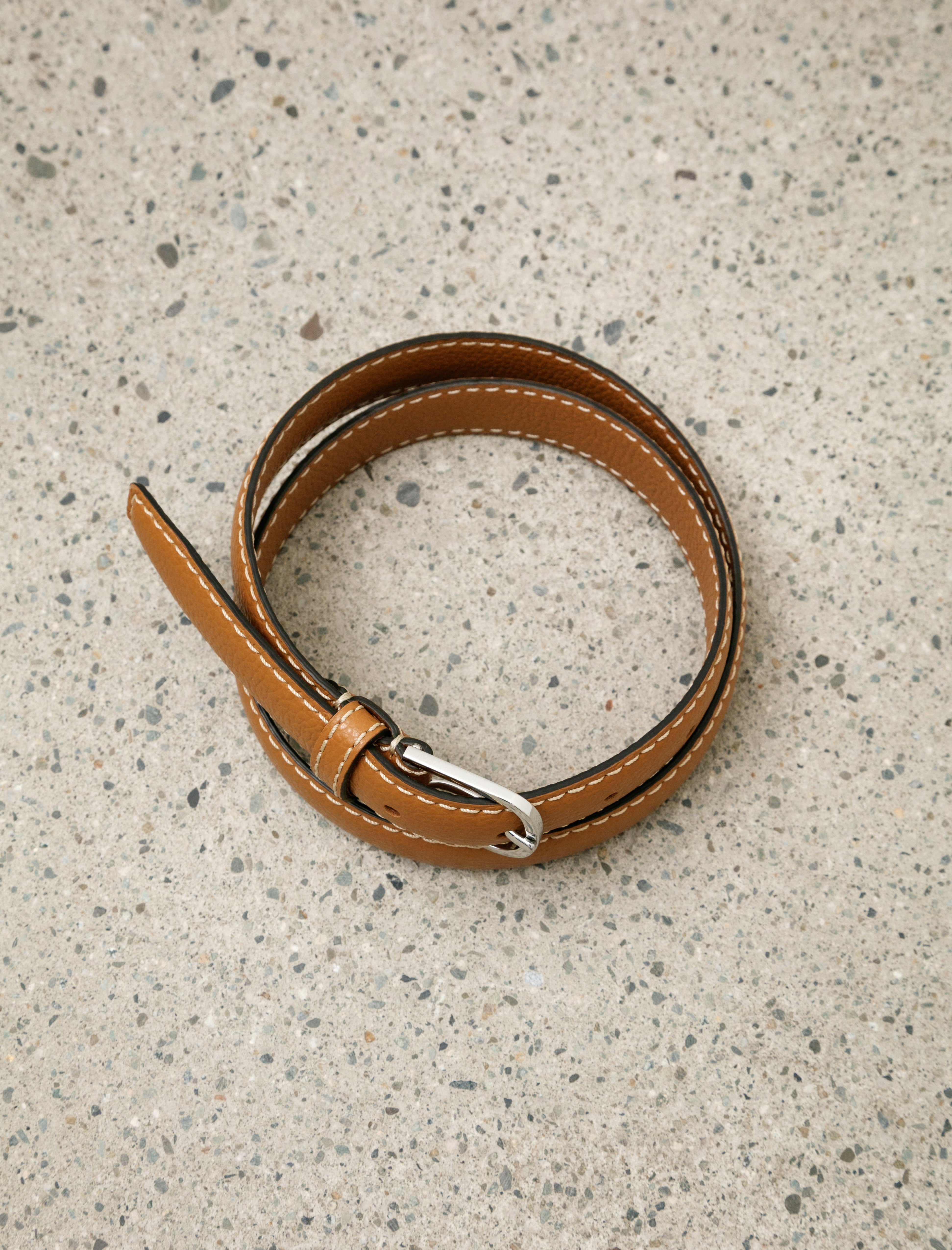 Totême Slim Grained Leather Trouser Belt Tan