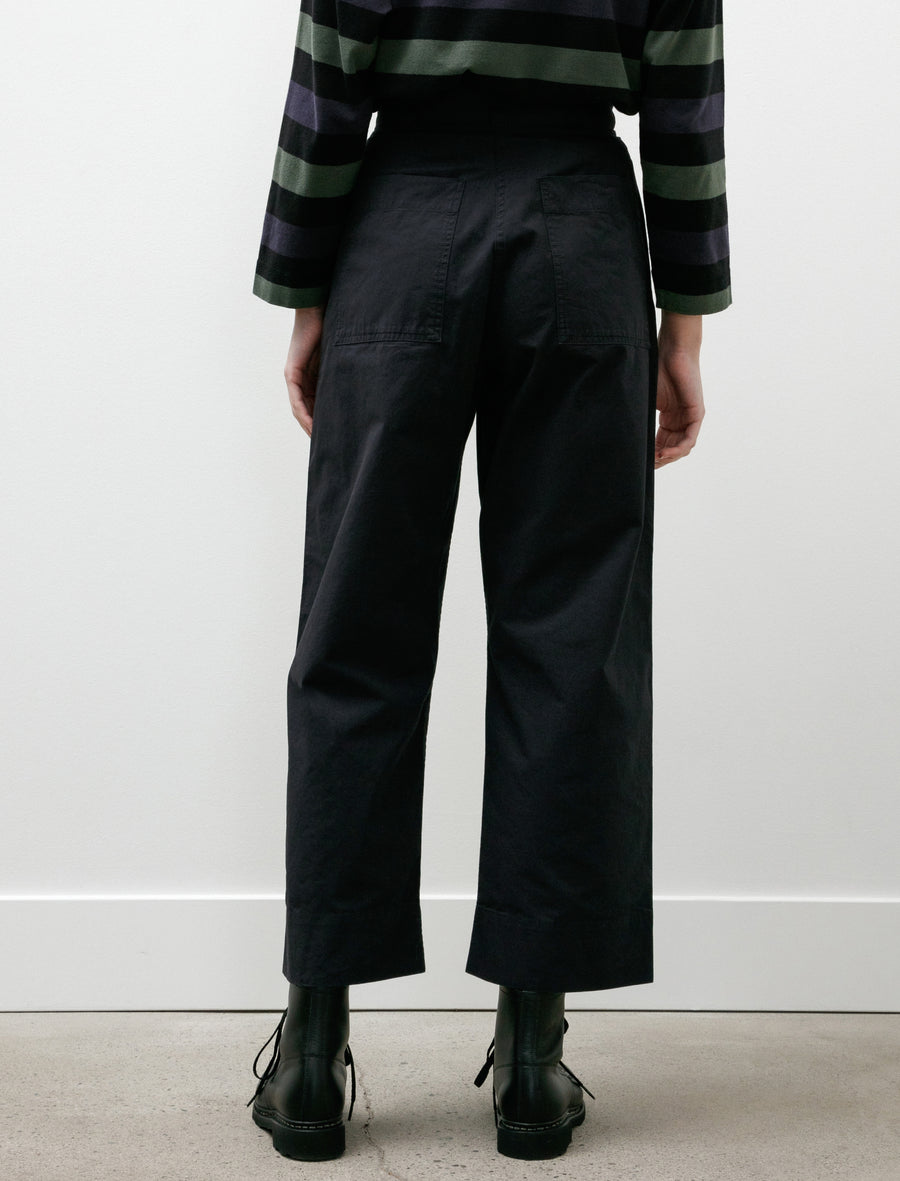 MHL Pleated Crop Trousers Soft Dense Cotton Navy - Image 6