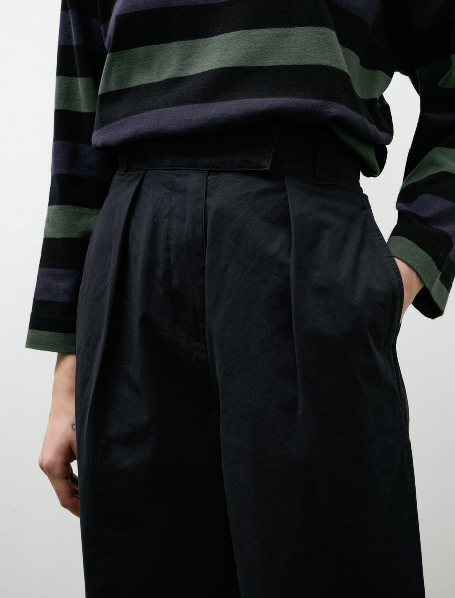 MHL Pleated Crop Trousers Soft Dense Cotton Navy - Image 7