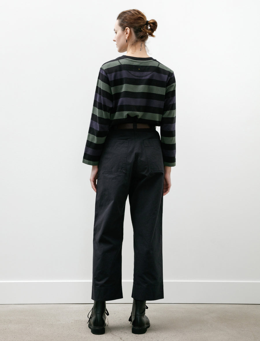 MHL Pleated Crop Trousers Soft Dense Cotton Navy - Image 5