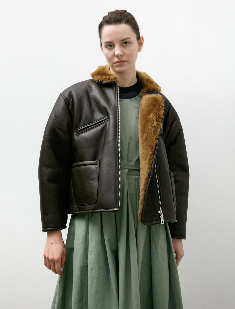 Leather Back Straight Hair Flying Jacket Ginger/Brown - Image 2