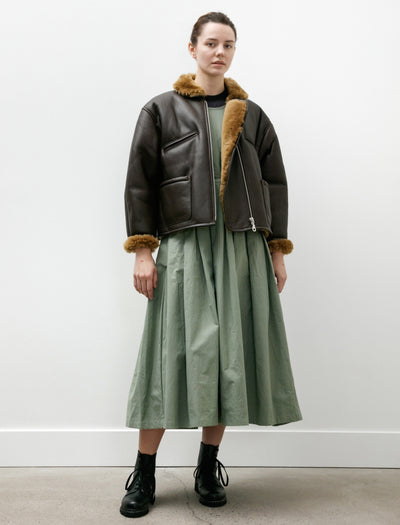 Leather Back Straight Hair Flying Jacket Ginger/Brown