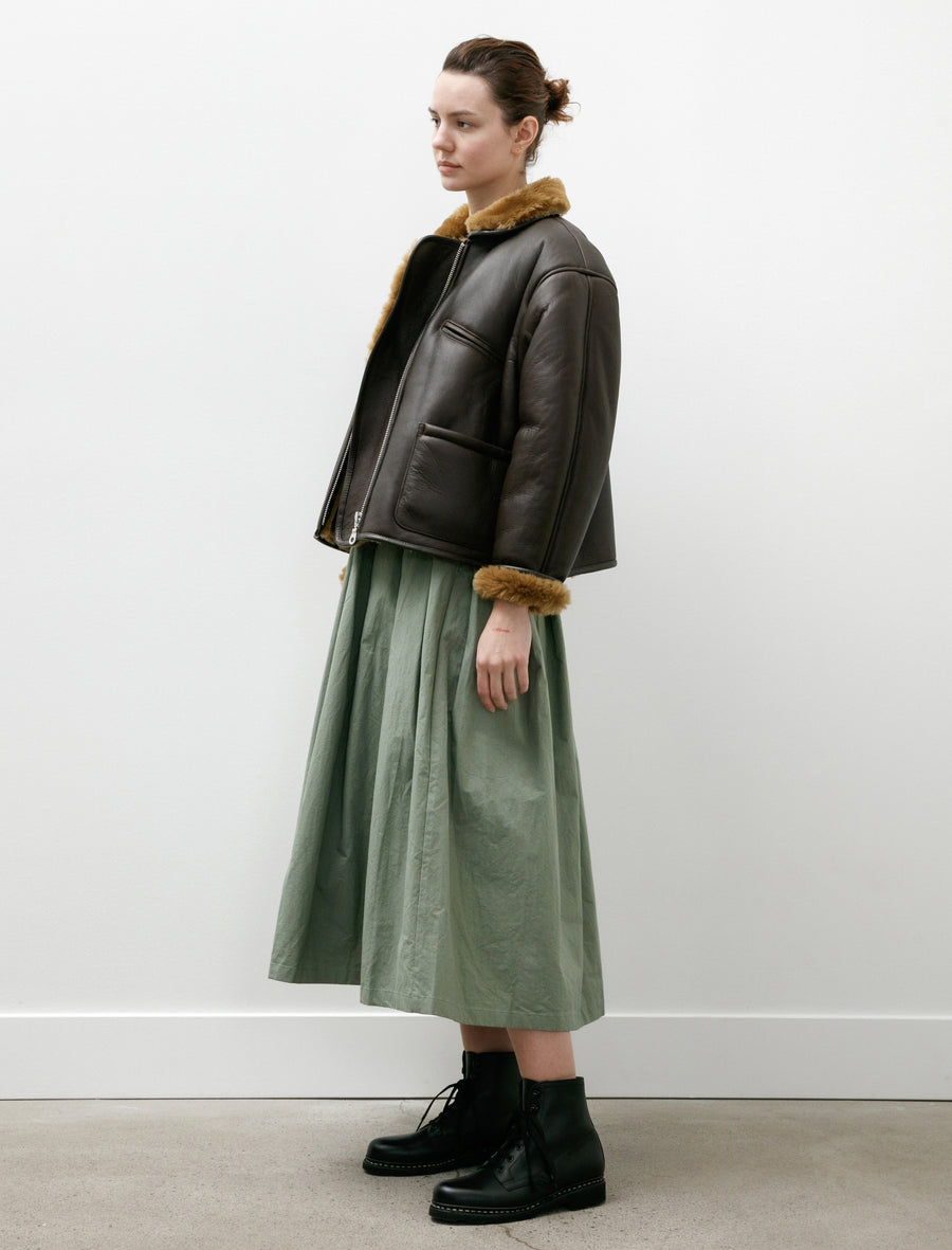 Leather Back Straight Hair Flying Jacket Ginger/Brown - Image 5