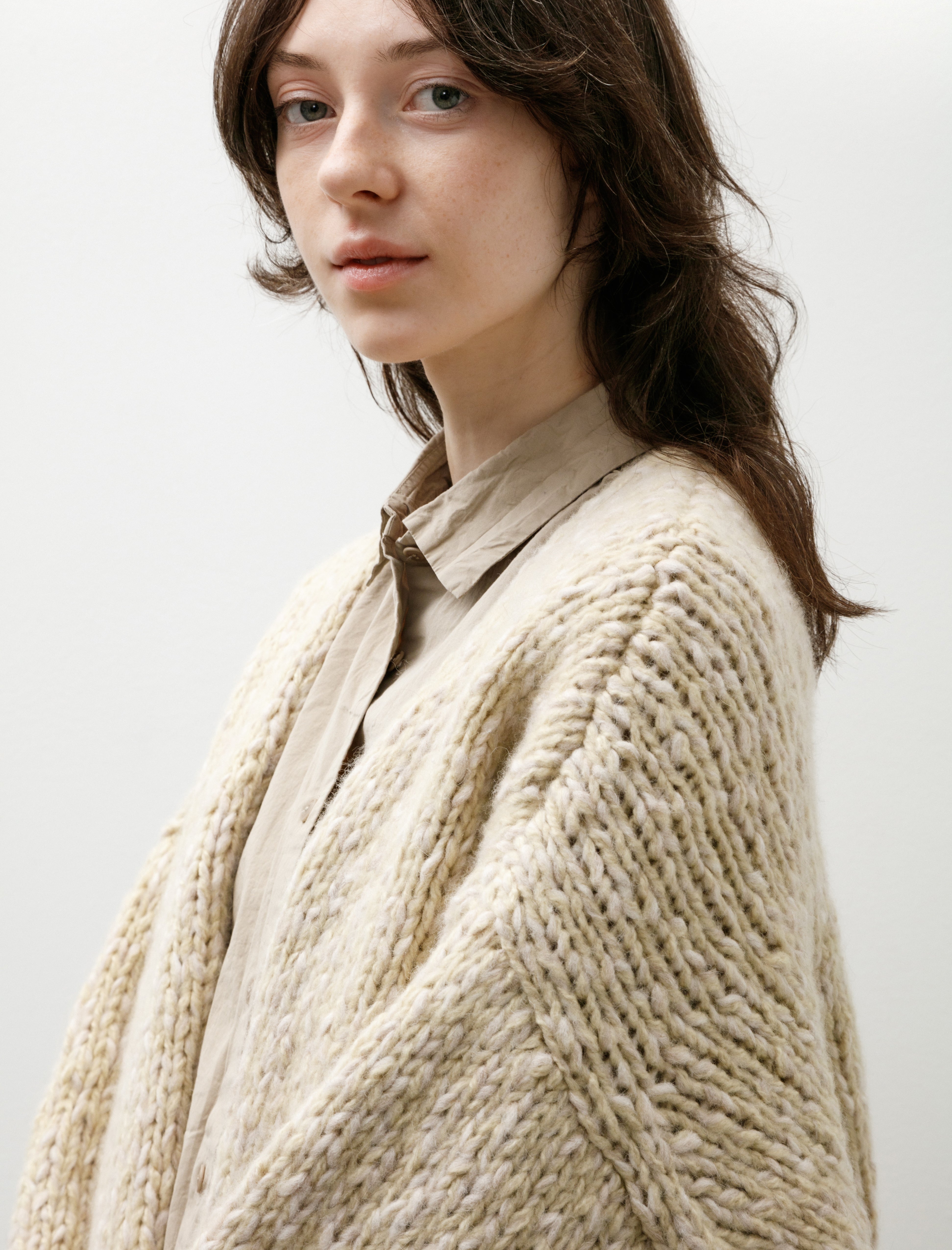 Casey Casey Short Cardigan Marled Ecru