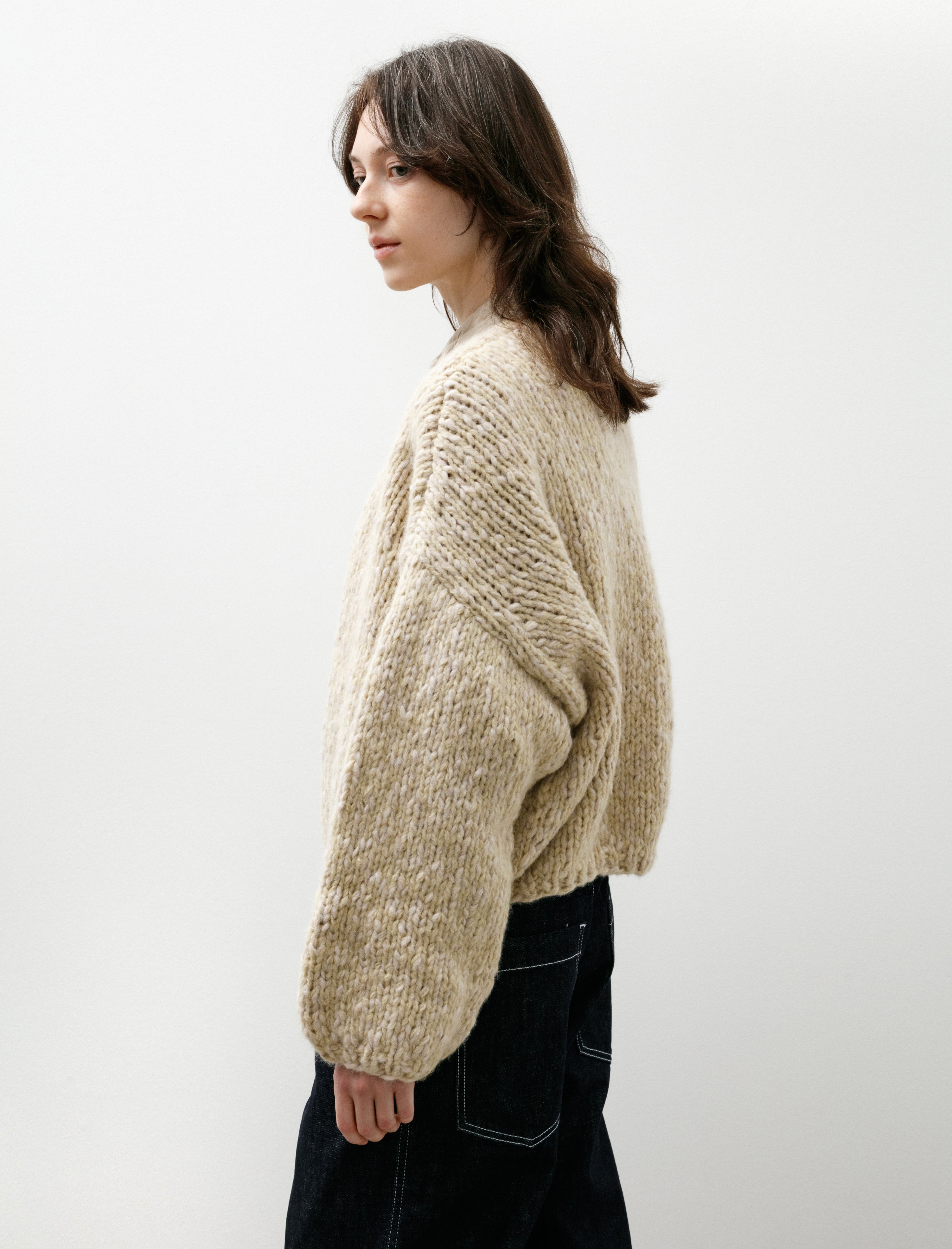 Casey Casey Short Cardigan Marled Ecru