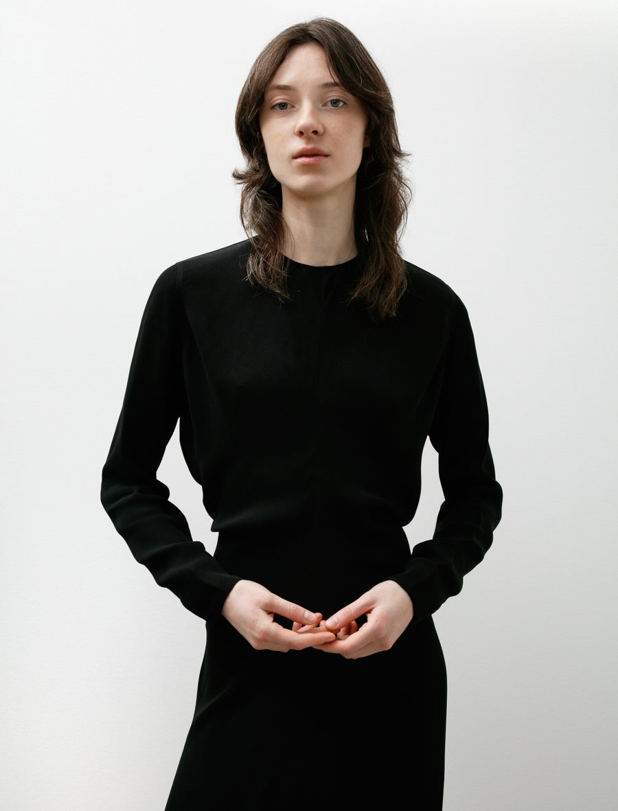 Long Sleeve Slouch Waist Dress Black - Image 2