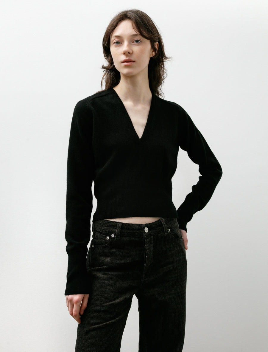 Sharp V-Neck Black Cherub Wool - Image 1