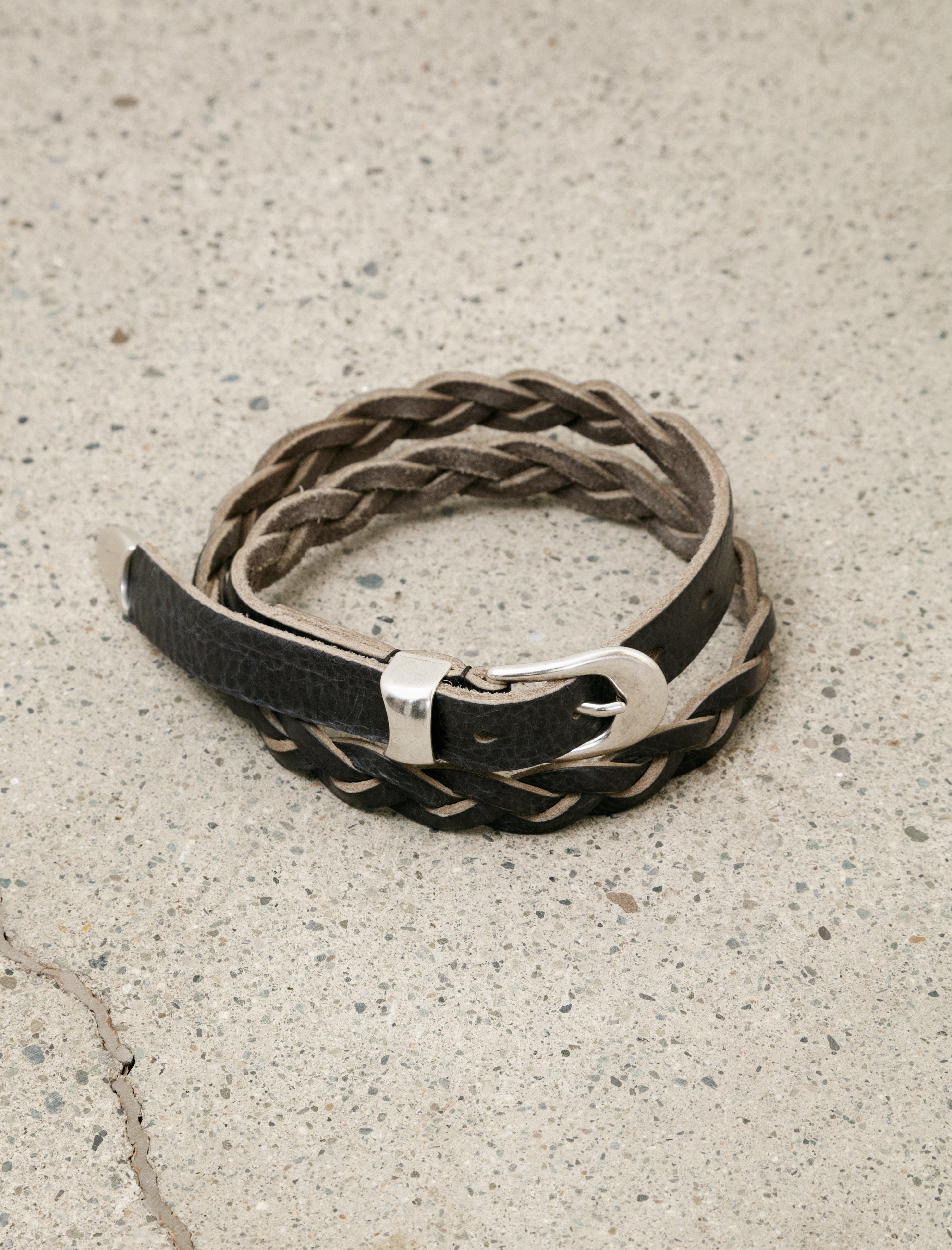 Our Legacy 2 cm Braided Belt Soft Coal Torn Bovine