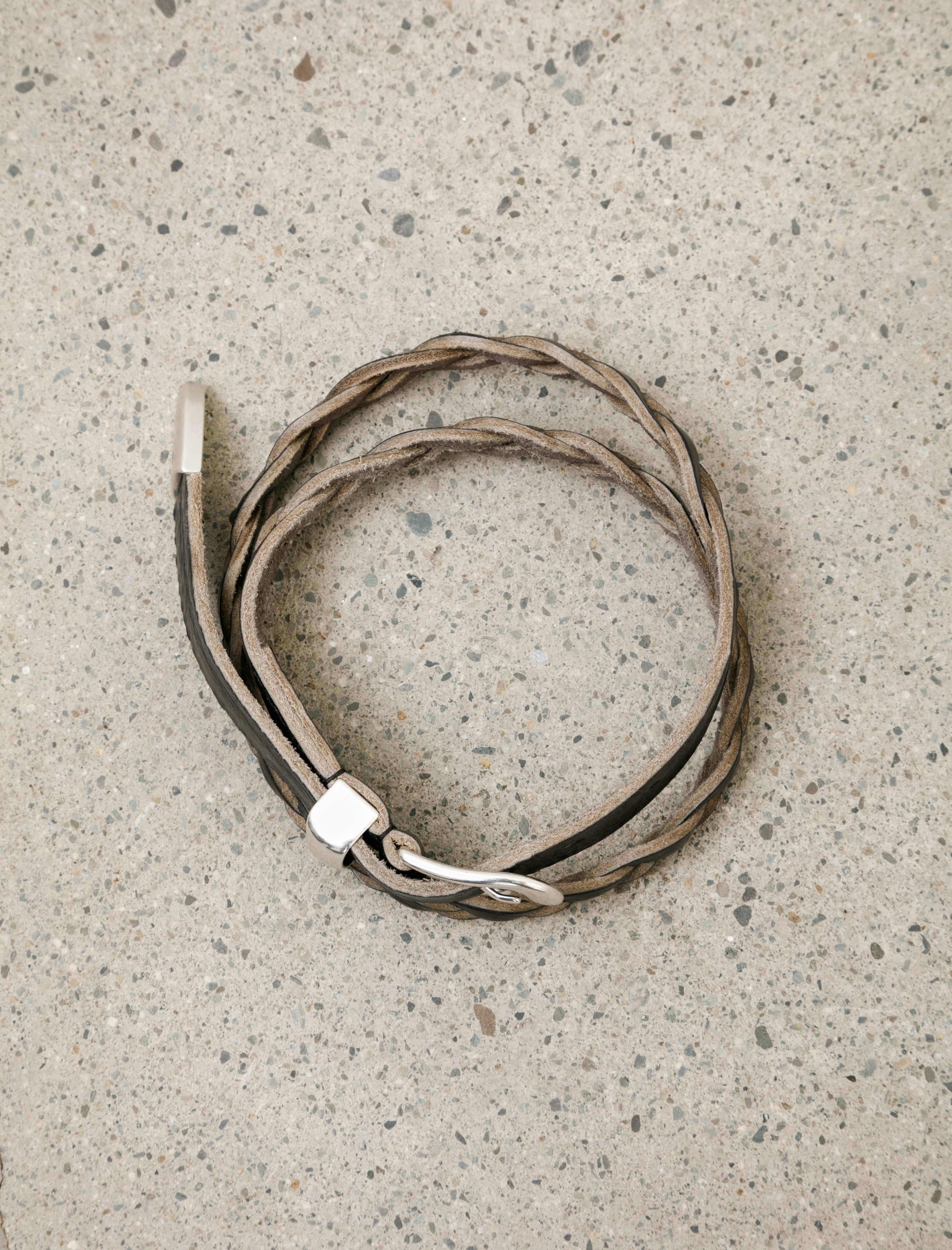 Our Legacy 2 cm Braided Belt Soft Coal Torn Bovine
