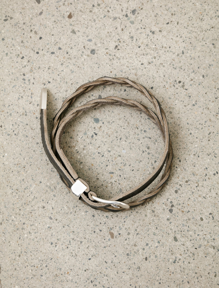 2cm Braided Belt Soft Coal Torn Bovine - Image 4