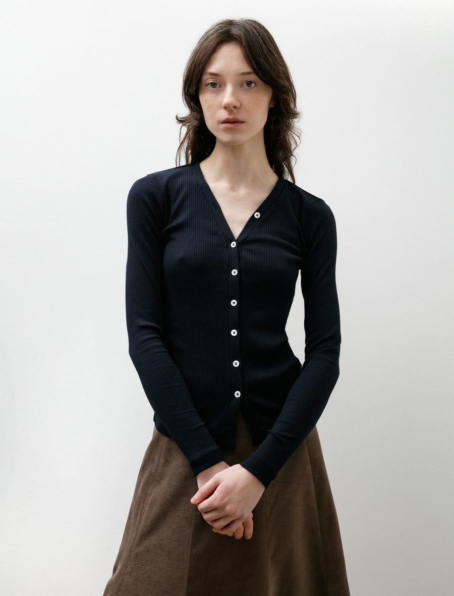 Rib Tight Cardigan Navy - Image 1