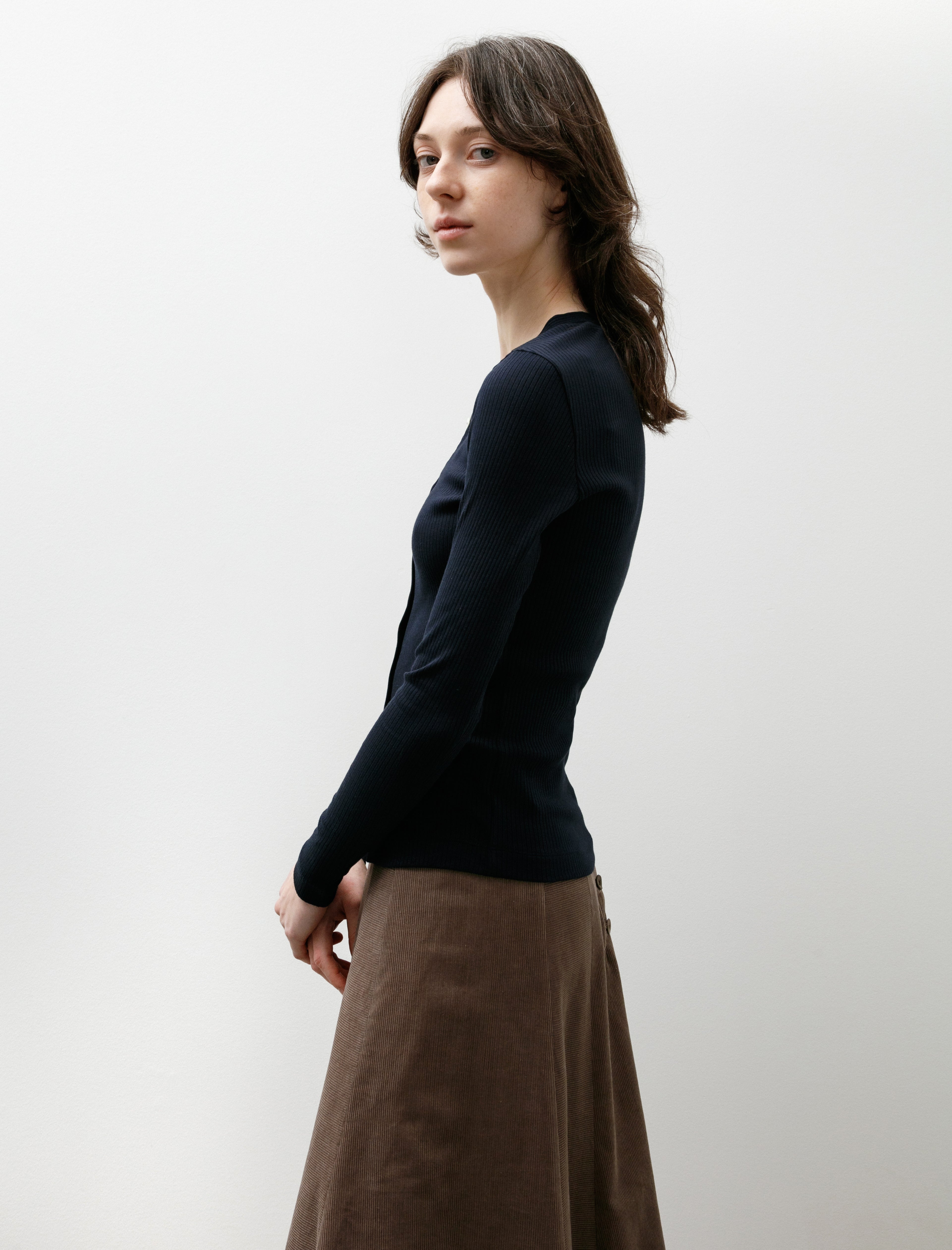 Ernie Palo Rib Tight Cardigan Navy