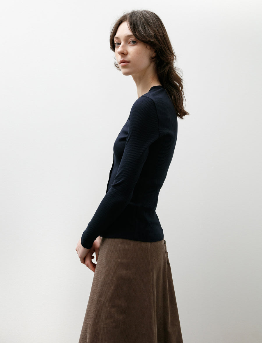 Rib Tight Cardigan Navy - Image 2