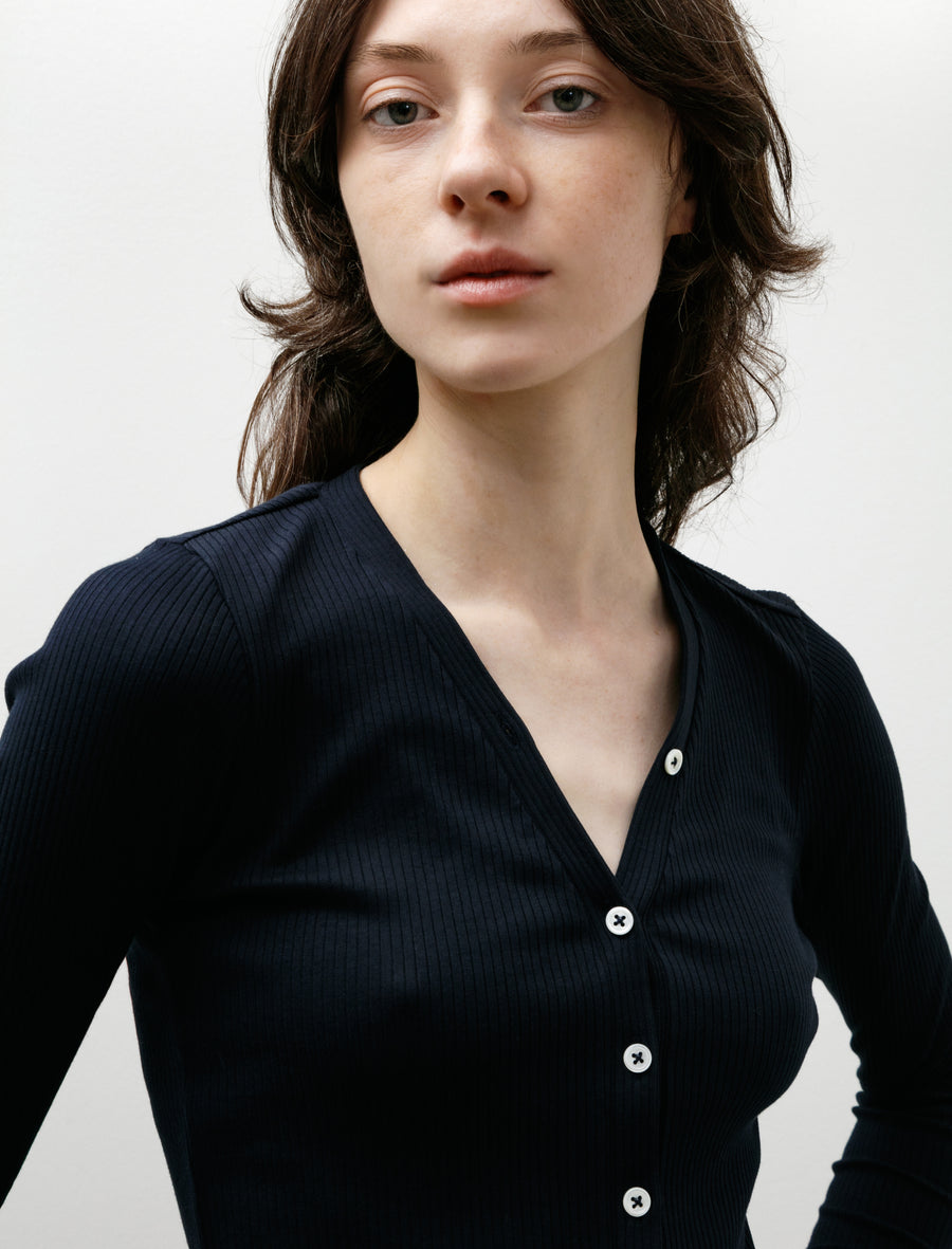 Rib Tight Cardigan Navy - Image 4