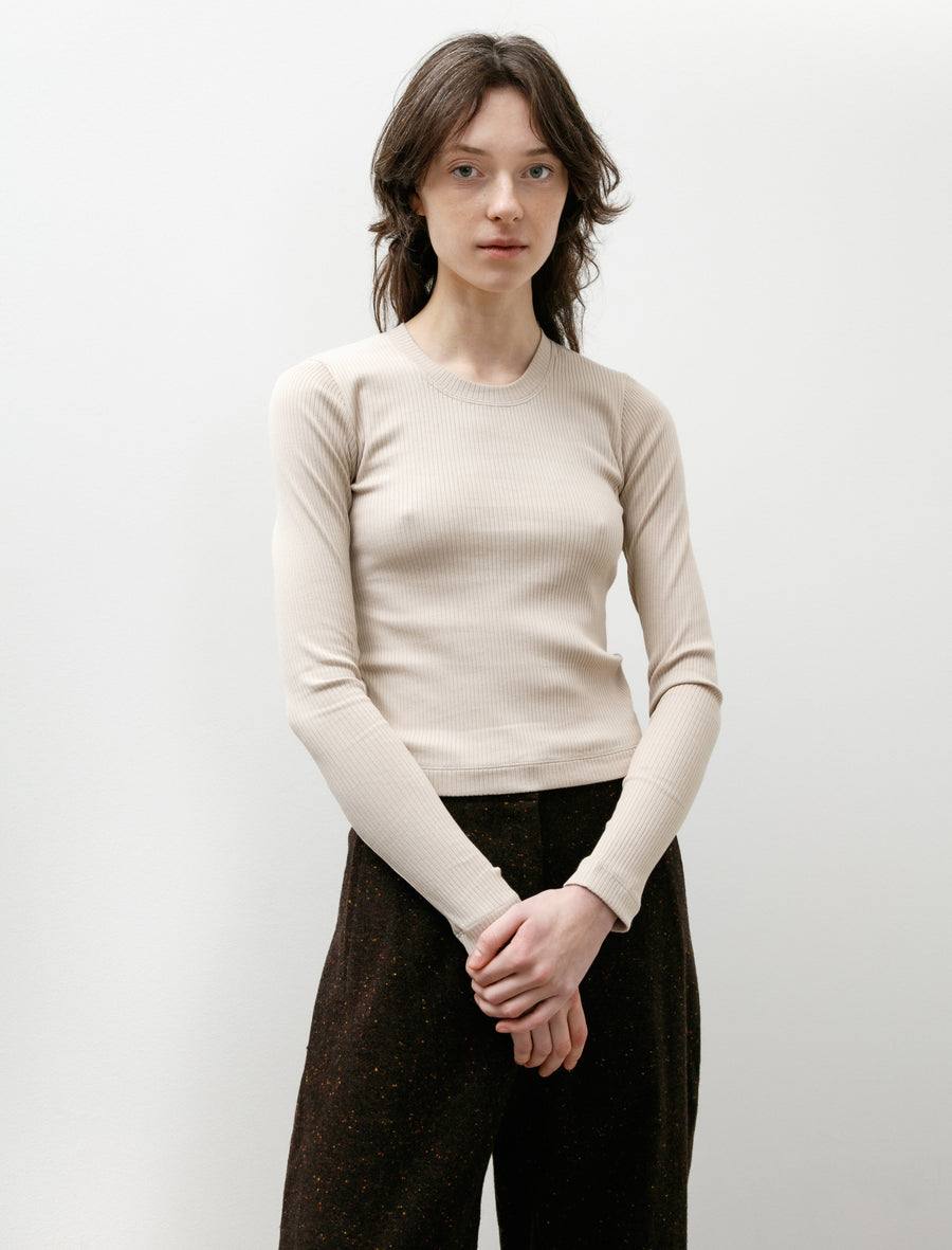 Rib Tight Crew Neck Beige - Image 1