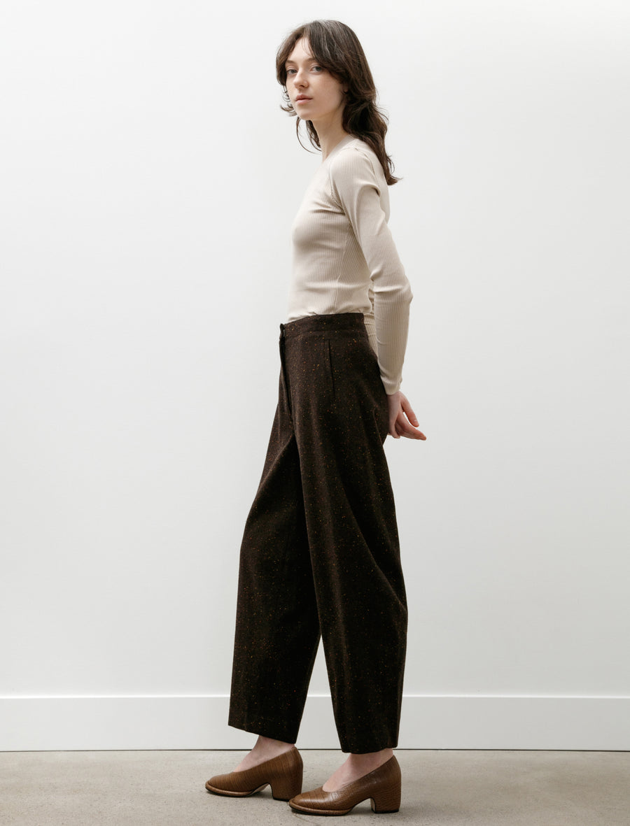 Colour Nep Curve Pants Brown - Image 3