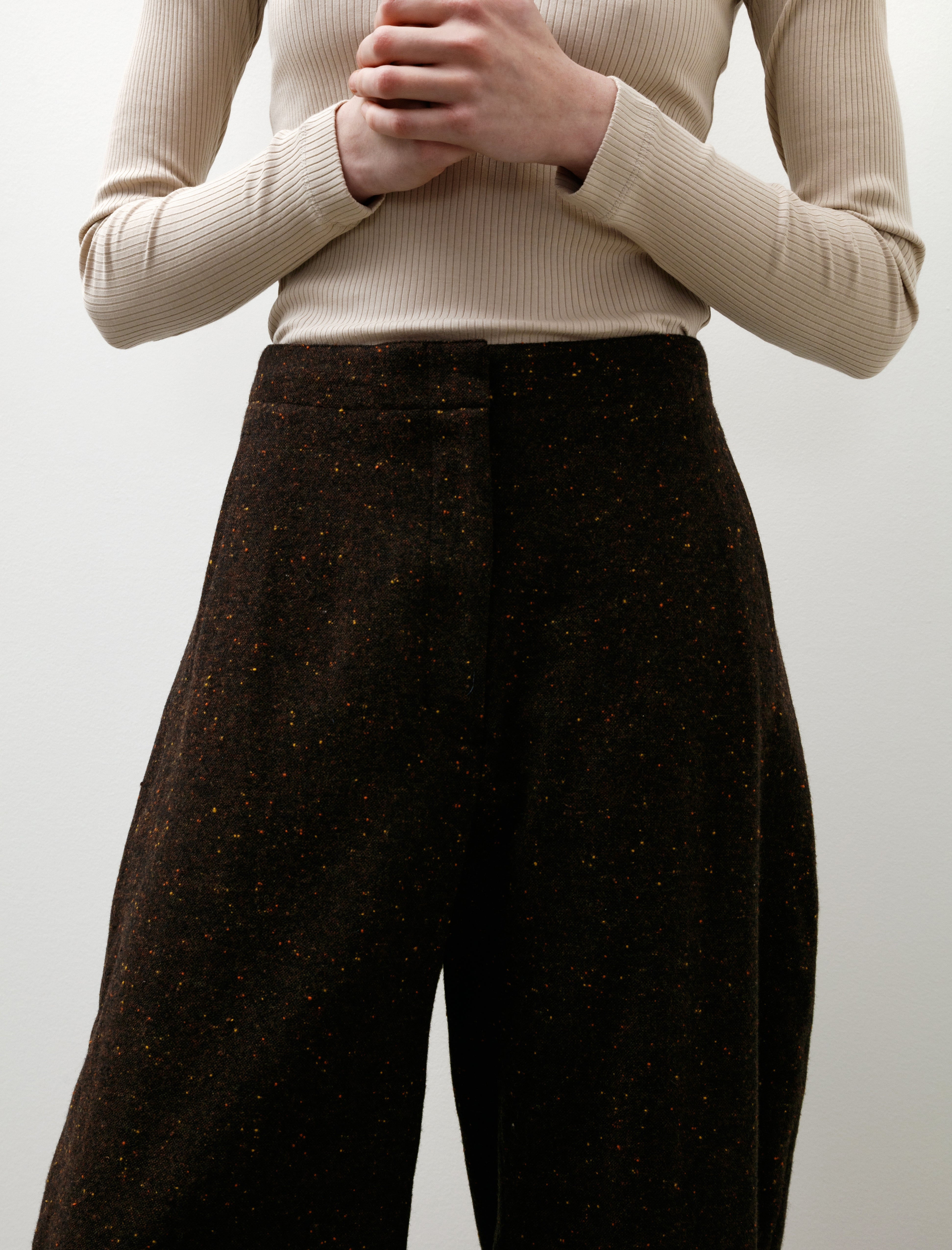 Ernie Palo Colour Nep Curve Pants Brown