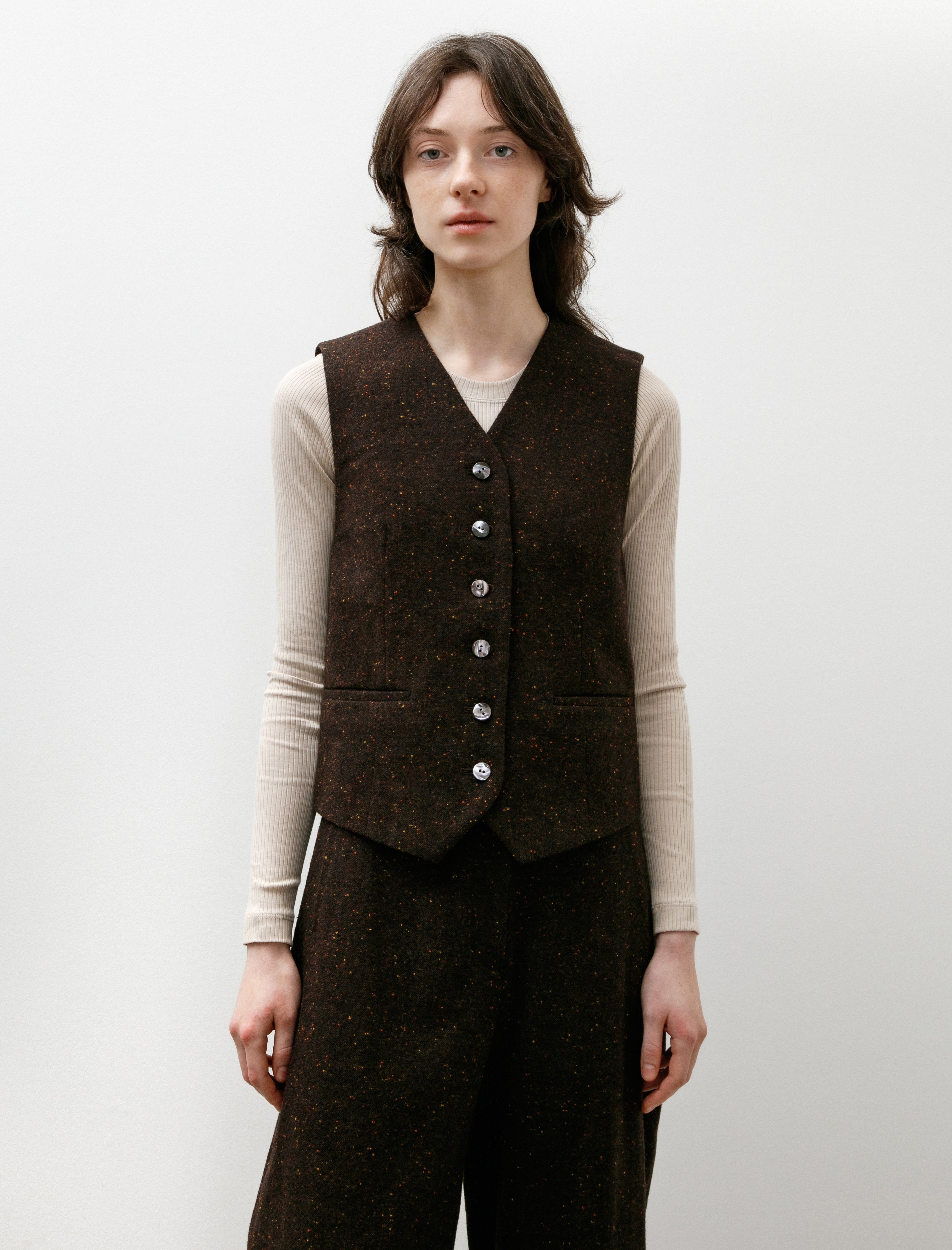 Ernie Palo Colour Nep Vest Brown