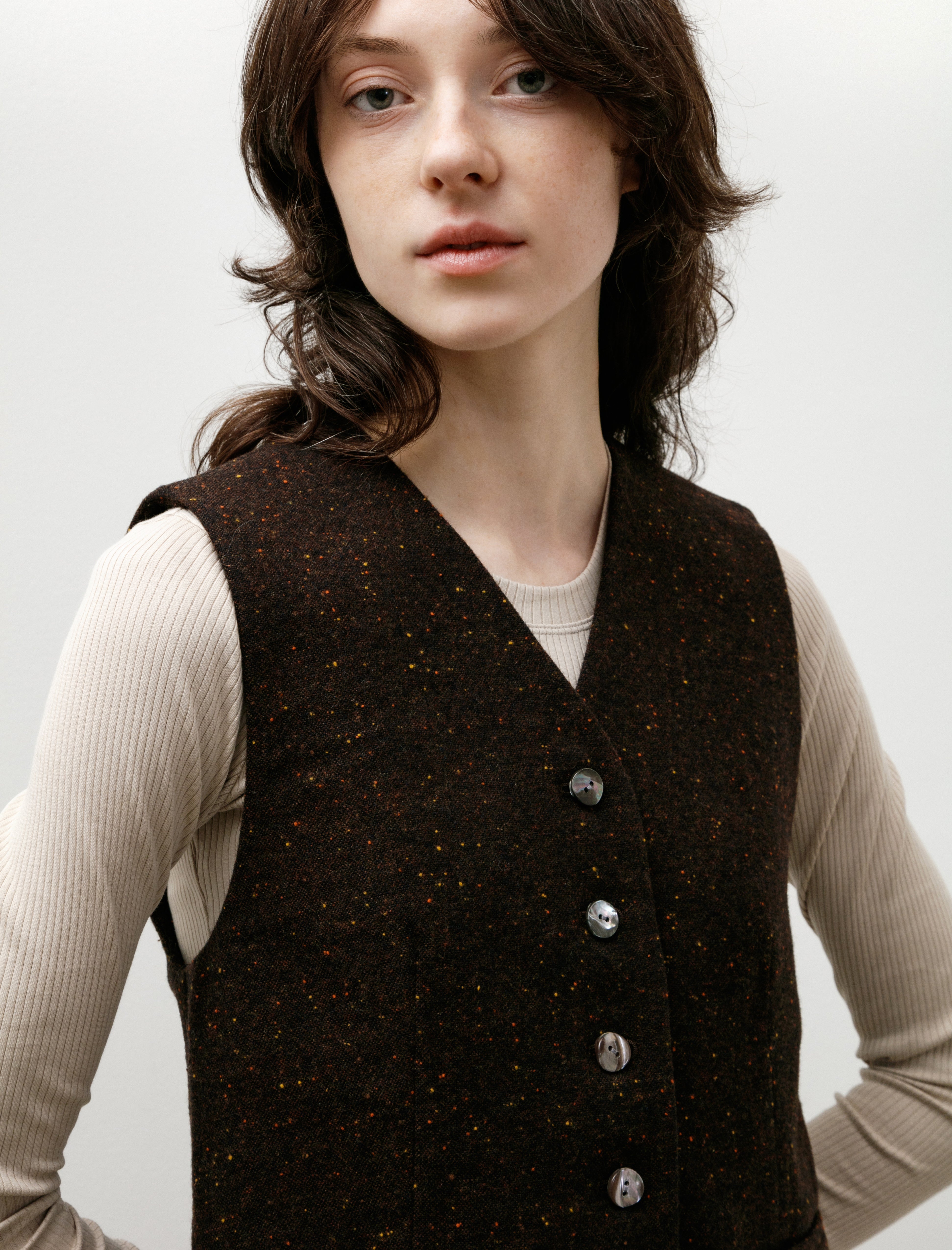 Ernie Palo Colour Nep Vest Brown