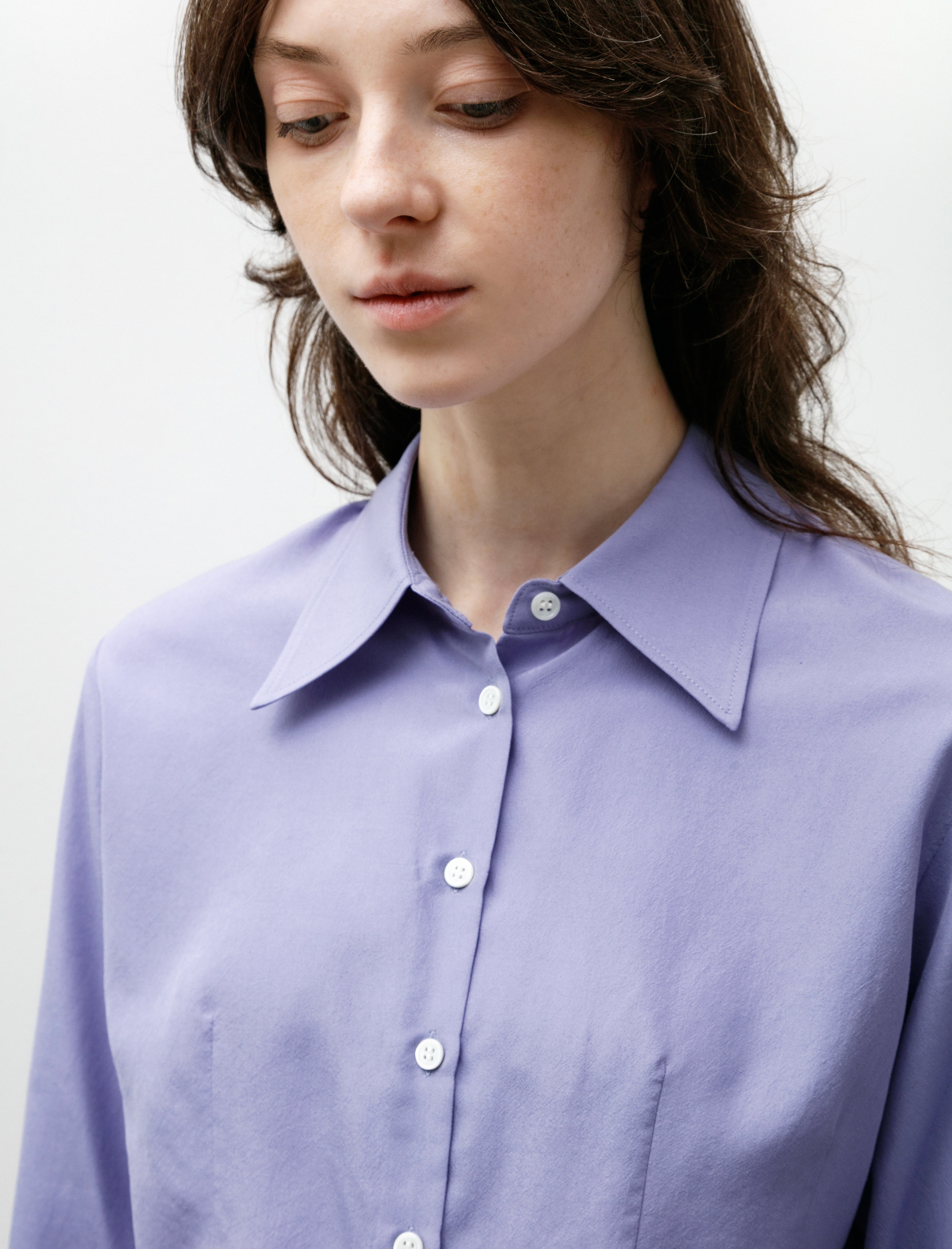 Ernie Palo Silk Dart Shirt Purple