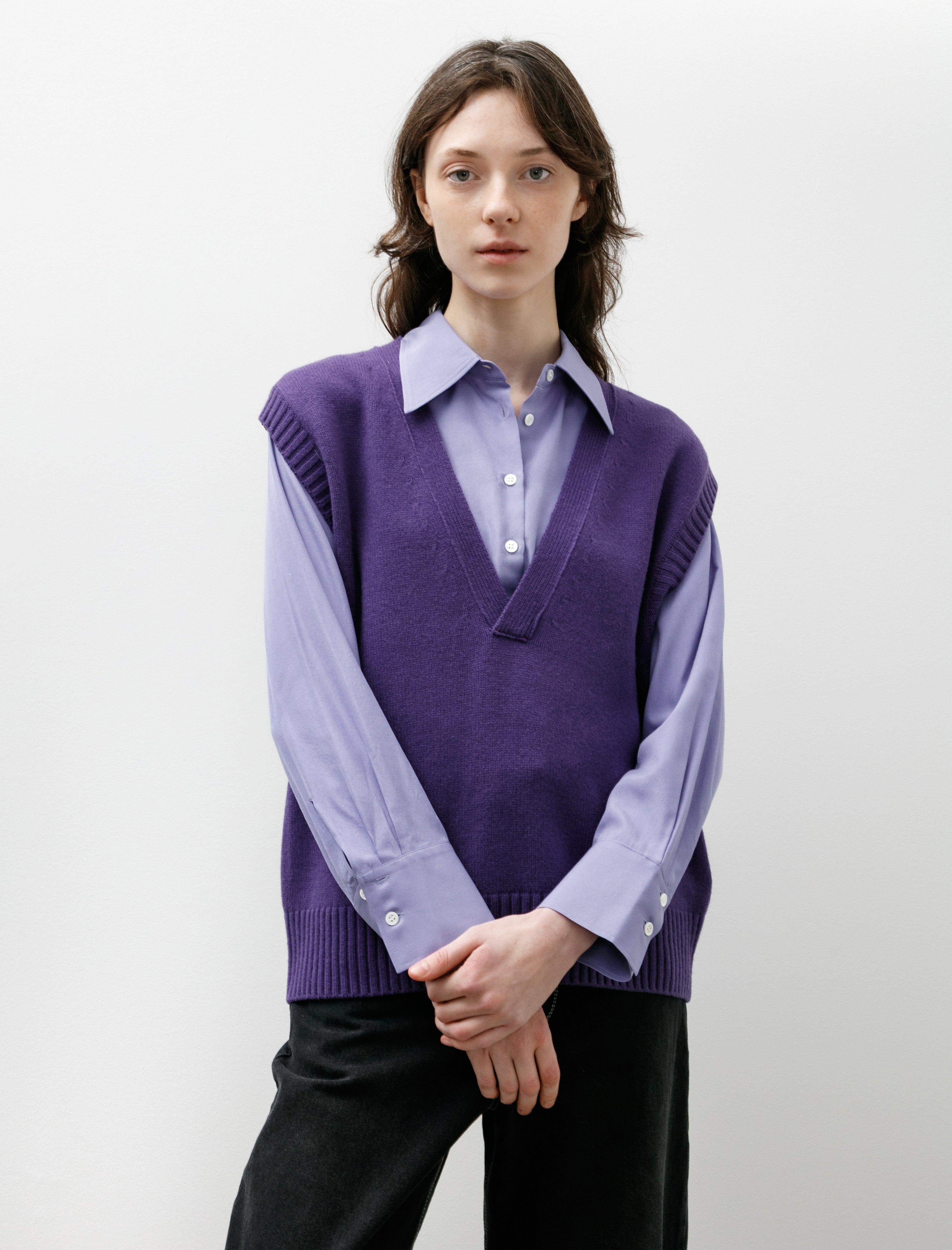 Ernie Palo V-Neck Knit Vest Purple