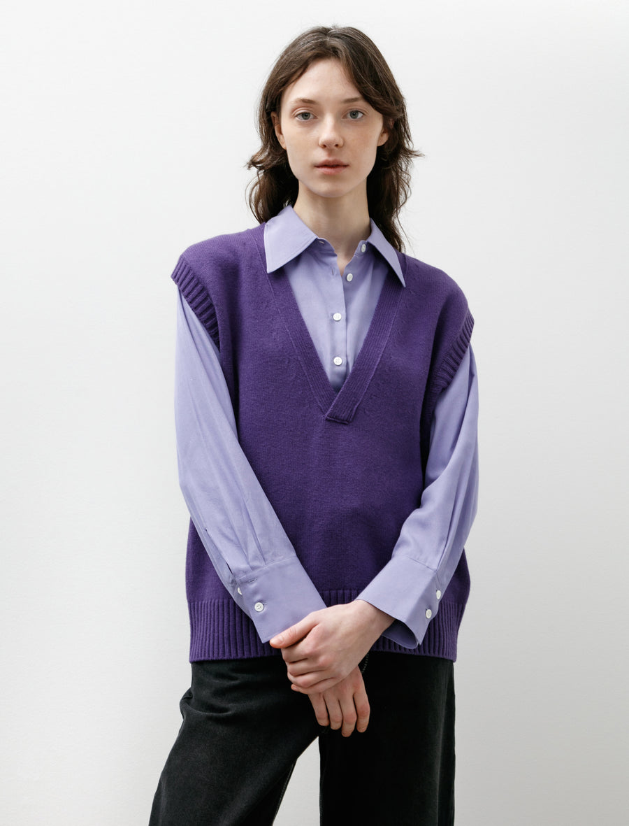 V-Neck Knit Vest Purple - Image 1