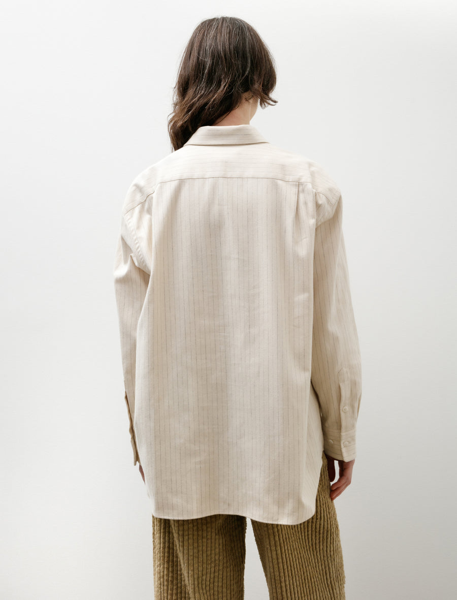 Regular Collar Shirt Ecru Stripe - Image 3