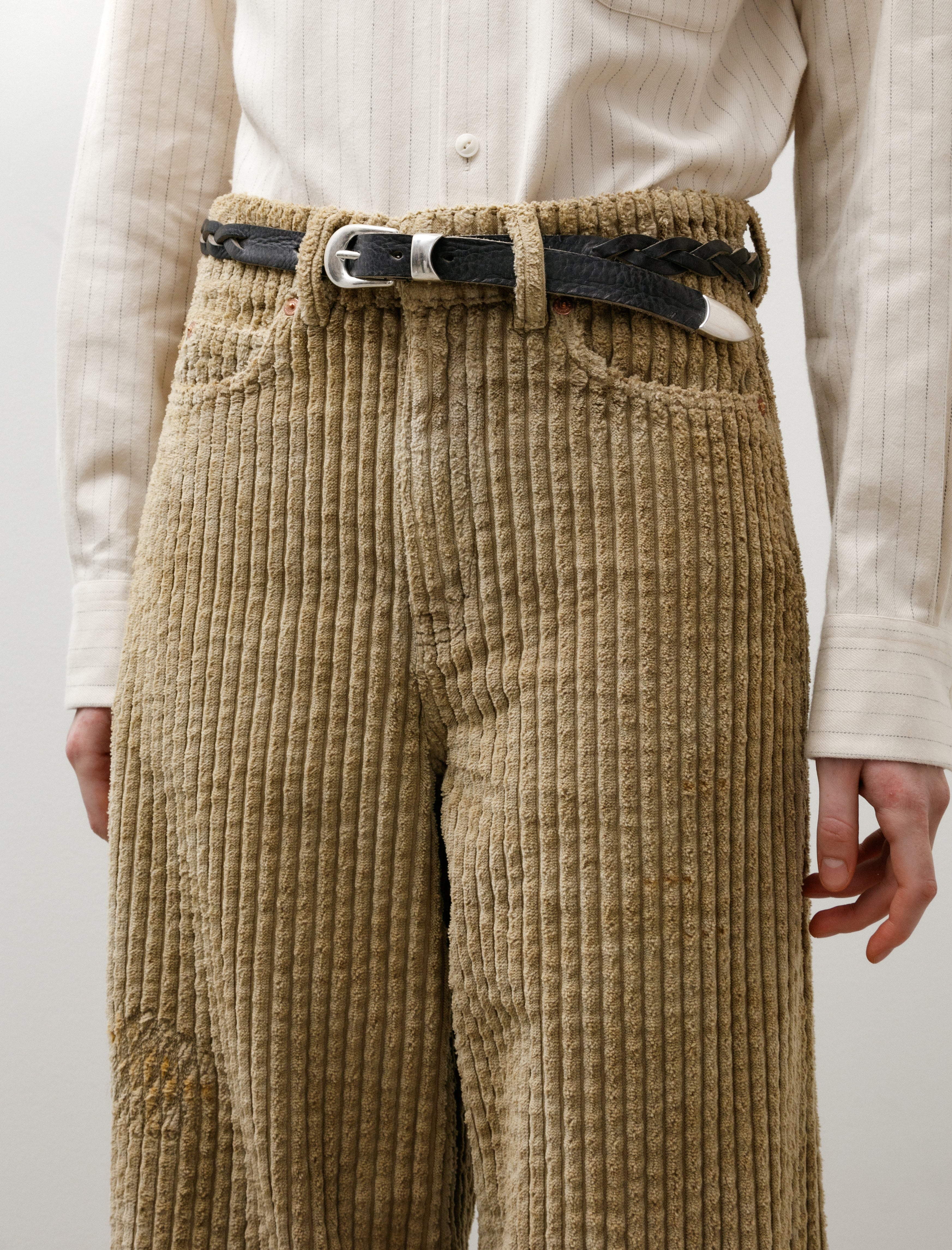 Our Legacy 2 cm Braided Belt Soft Coal Torn Bovine