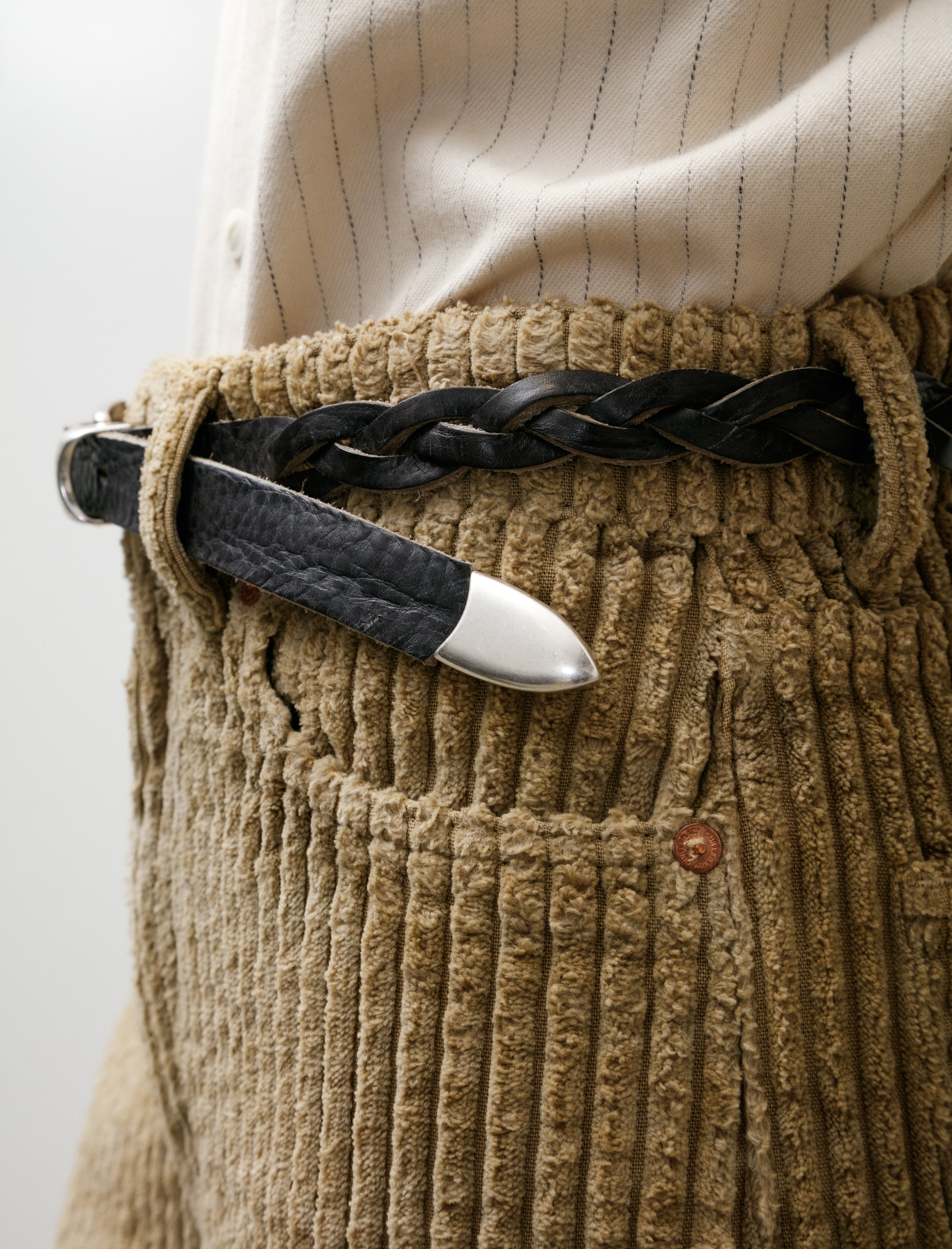 Our Legacy 2 cm Braided Belt Soft Coal Torn Bovine