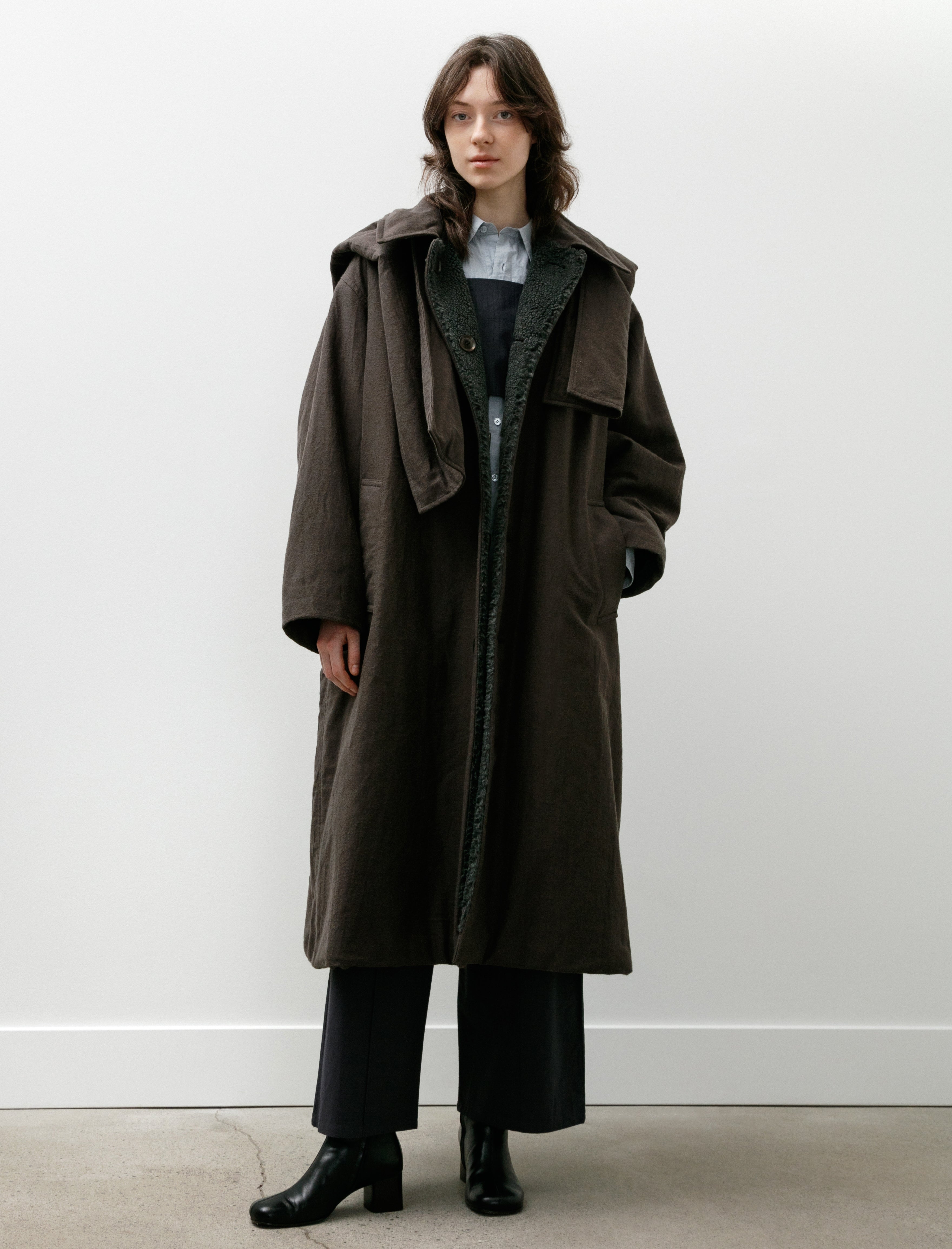 Y's by Yohji Yamamoto Detachable Hoodie Coat Grey