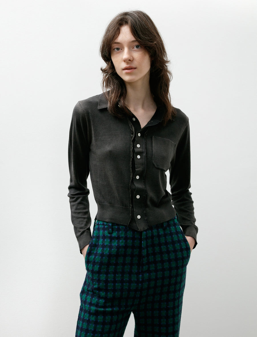 70s Cardigan Silk Cotton Fade Out Black - Image 1