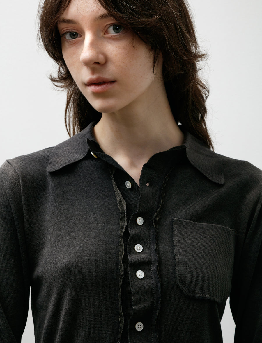 70s Cardigan Silk Cotton Fade Out Black - Image 2