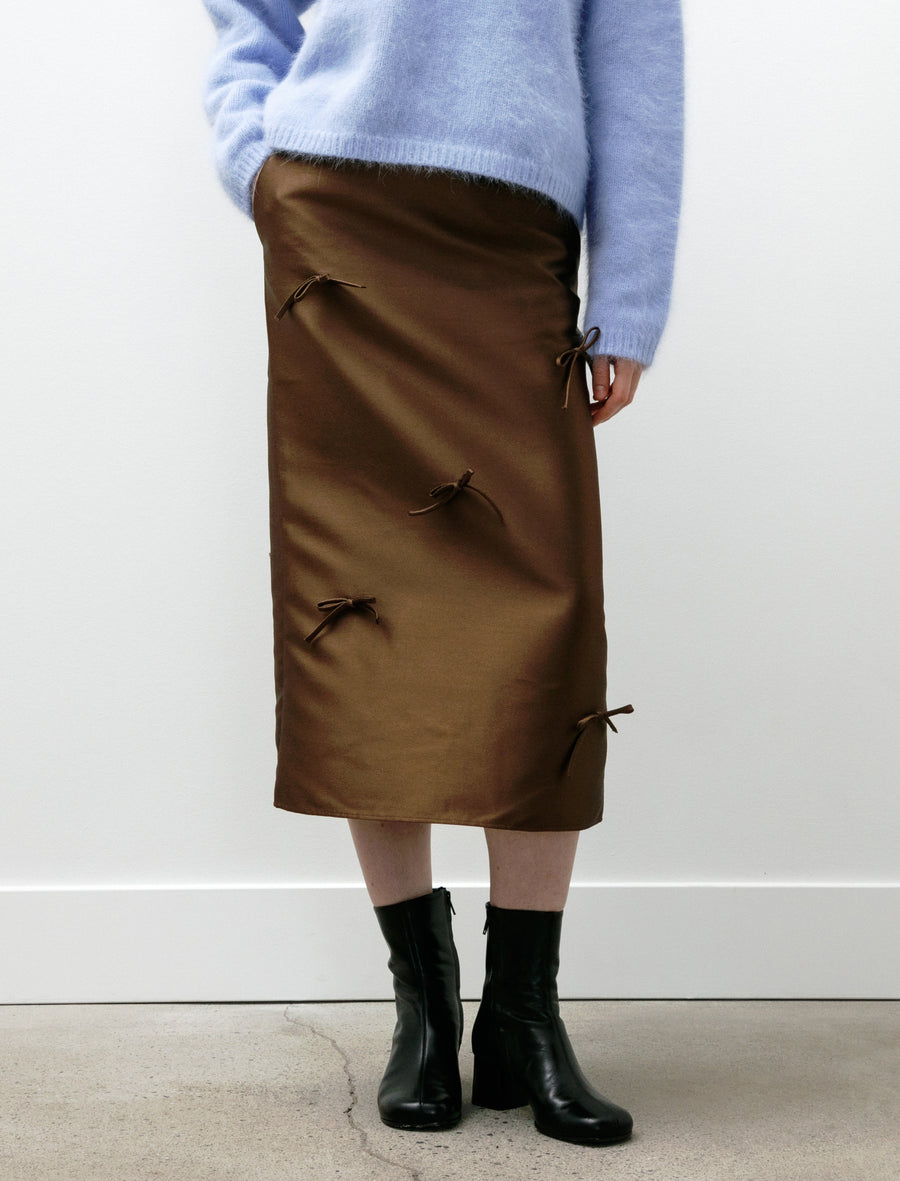 Simple Bow Skirt Brown - Image 2