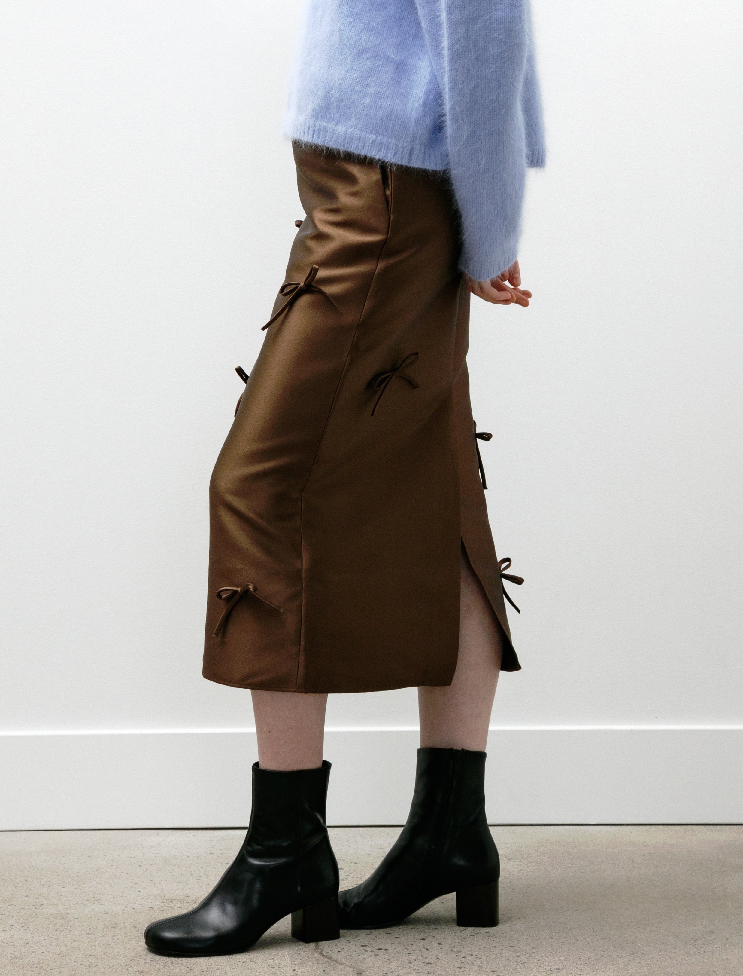 Eleph Simple Bow Skirt Brown